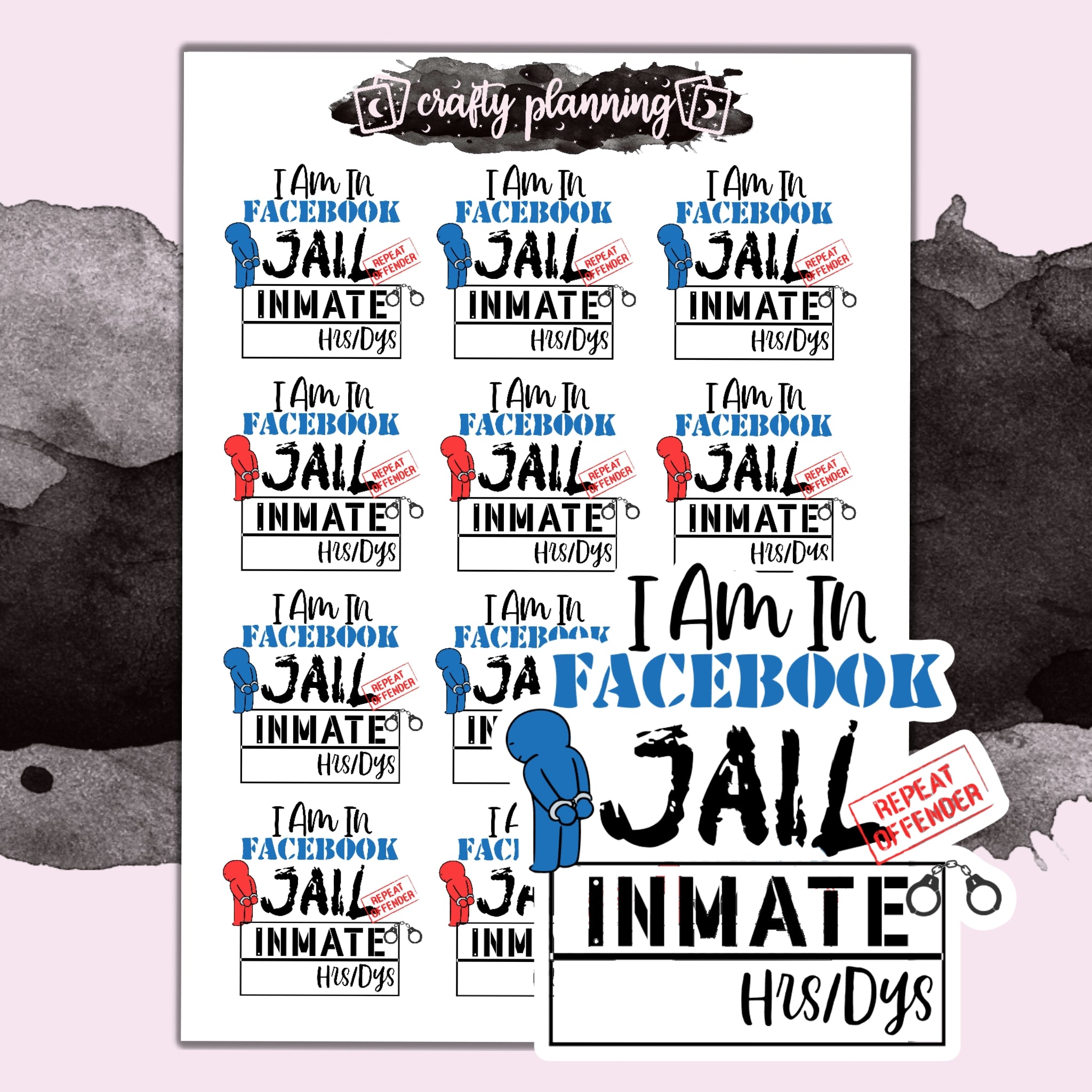 Social Media Jail Tracker Mini Sticker Sheet Crafty Planning Shop