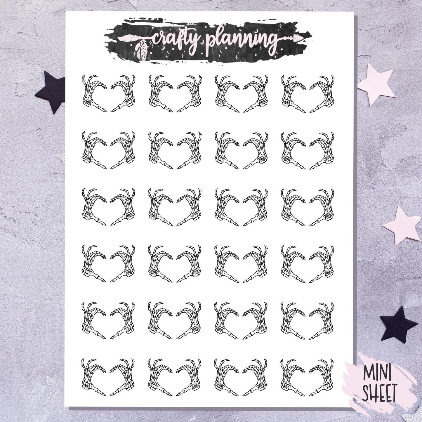 Skeleton Hand Hearts - Mini Sticker Sheet