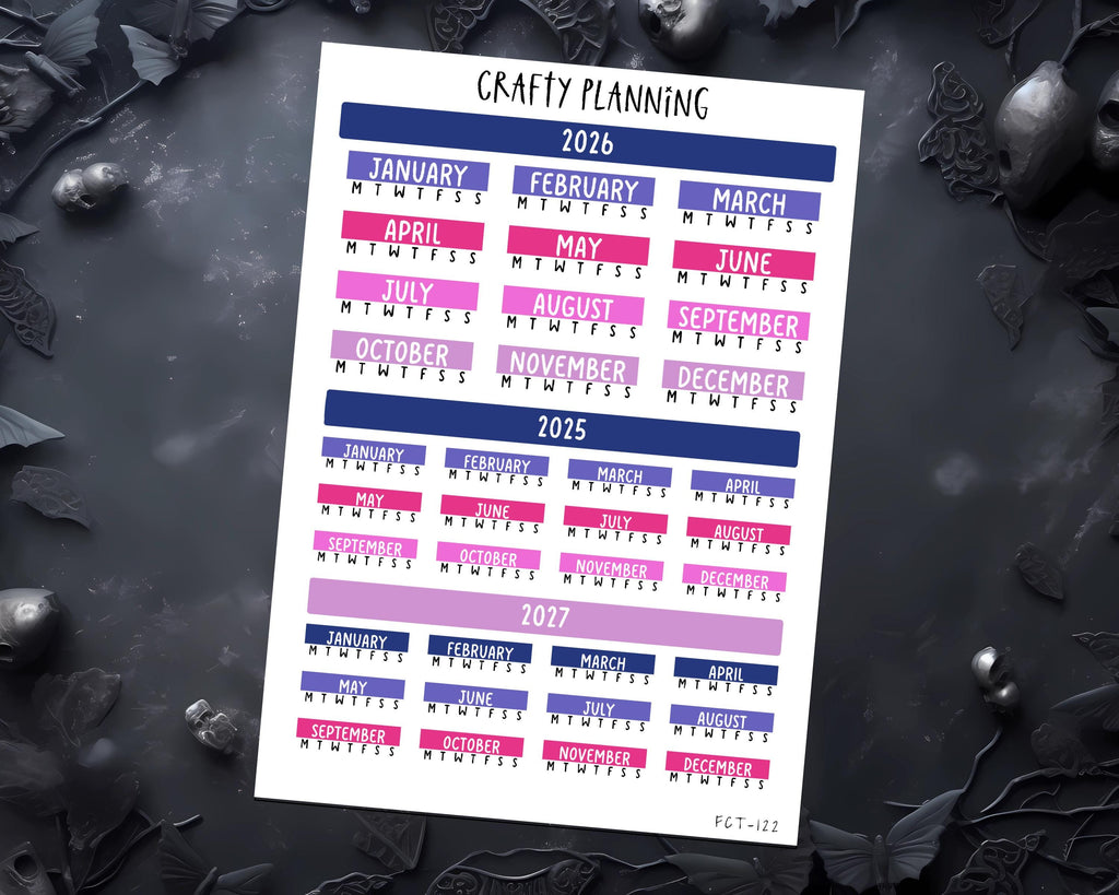Cousin A5 Stickers - 2026 Year At A Glance Planner Setup With Premium Matte Paper
