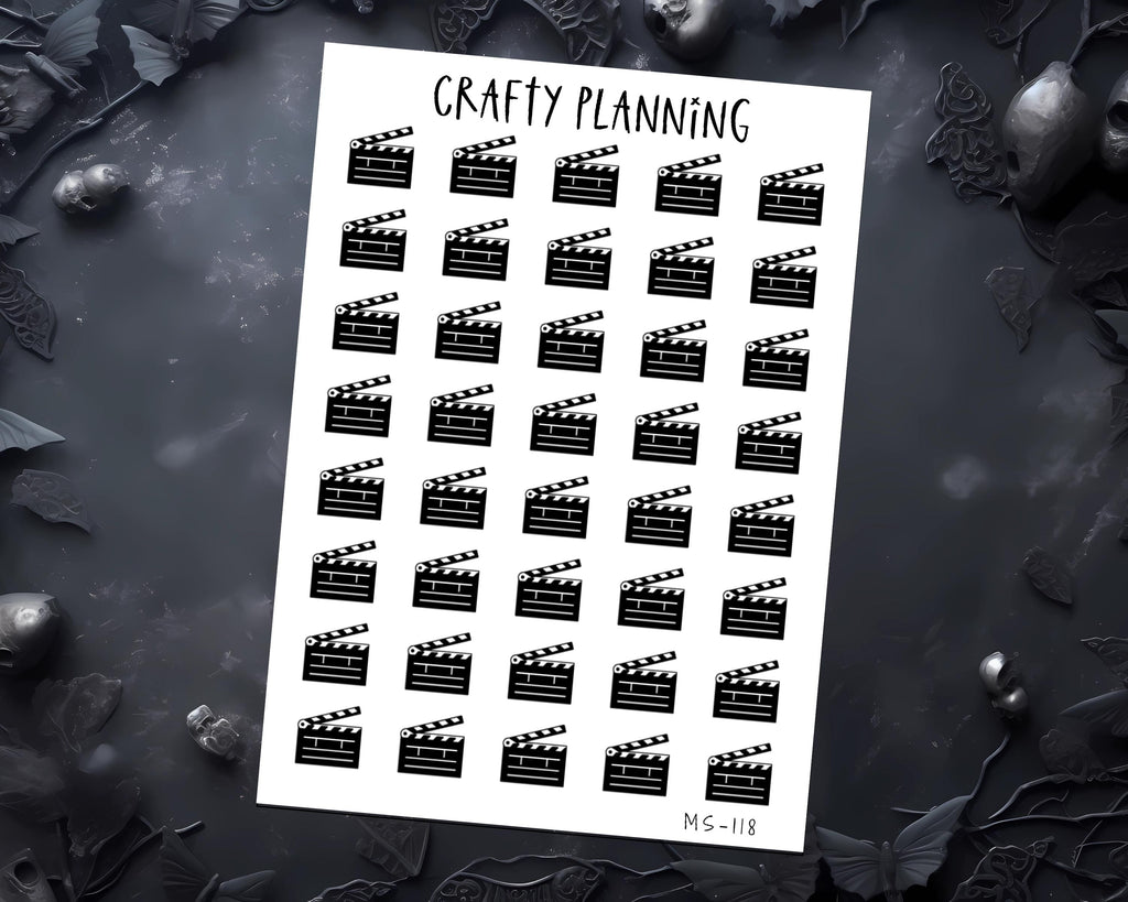 Movie Stickers – Functional Planner Stickers | Cinema Date Markers & Clapper Board Icons