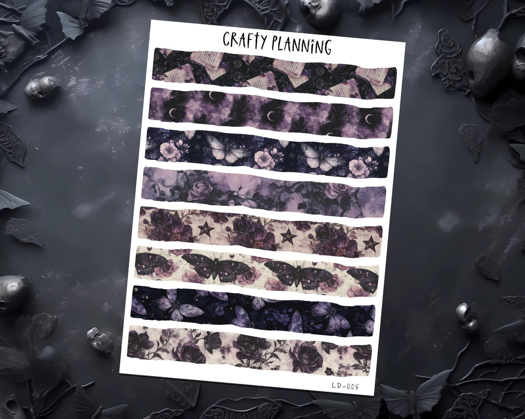Witchy Planner Stickers - Dark Floral & Celestial Sticker Sheets for Journals