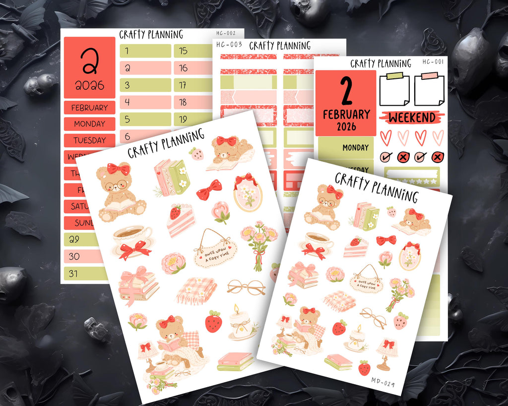 Cute Planner Kit – Hobonichi Cousin Planner Stickers | Monthly & Weekly Sets