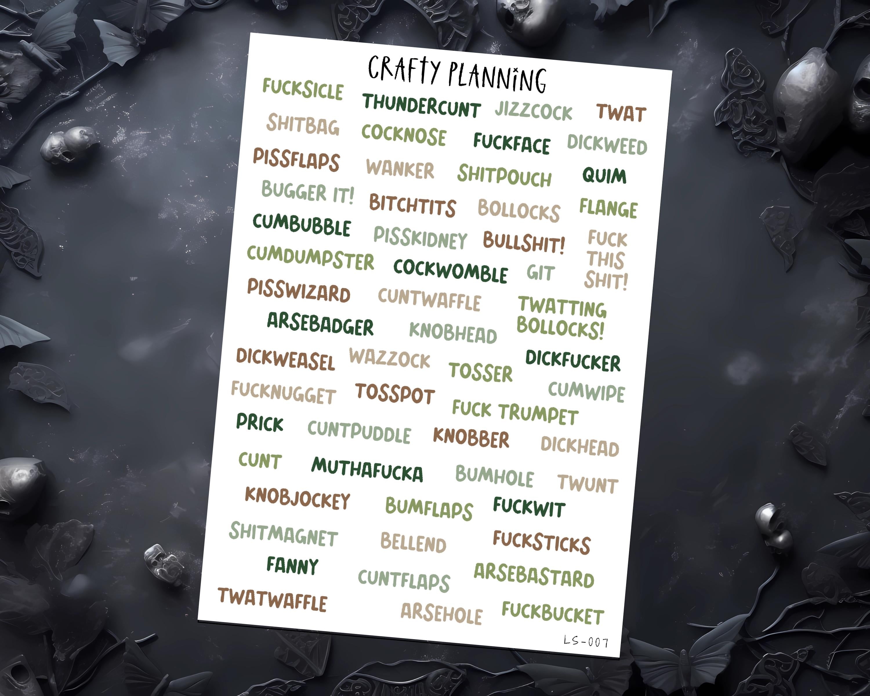 Swear Word Stickers – Profanity & Planner Stickers | Matte Vinyl Sheets