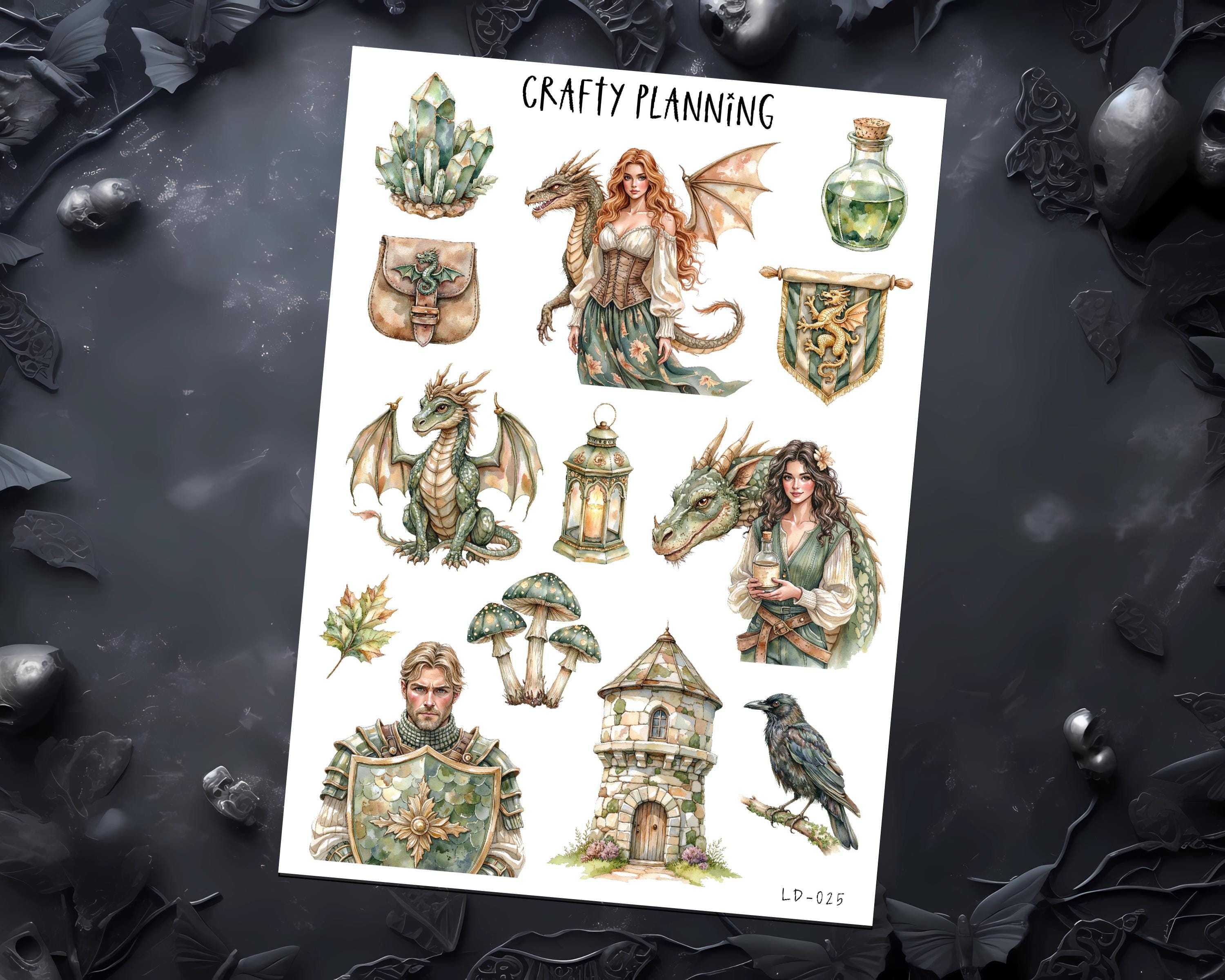 Dragon Stickers - Fantasy Deco Sticker Sheet | Planner & Journal Supplies