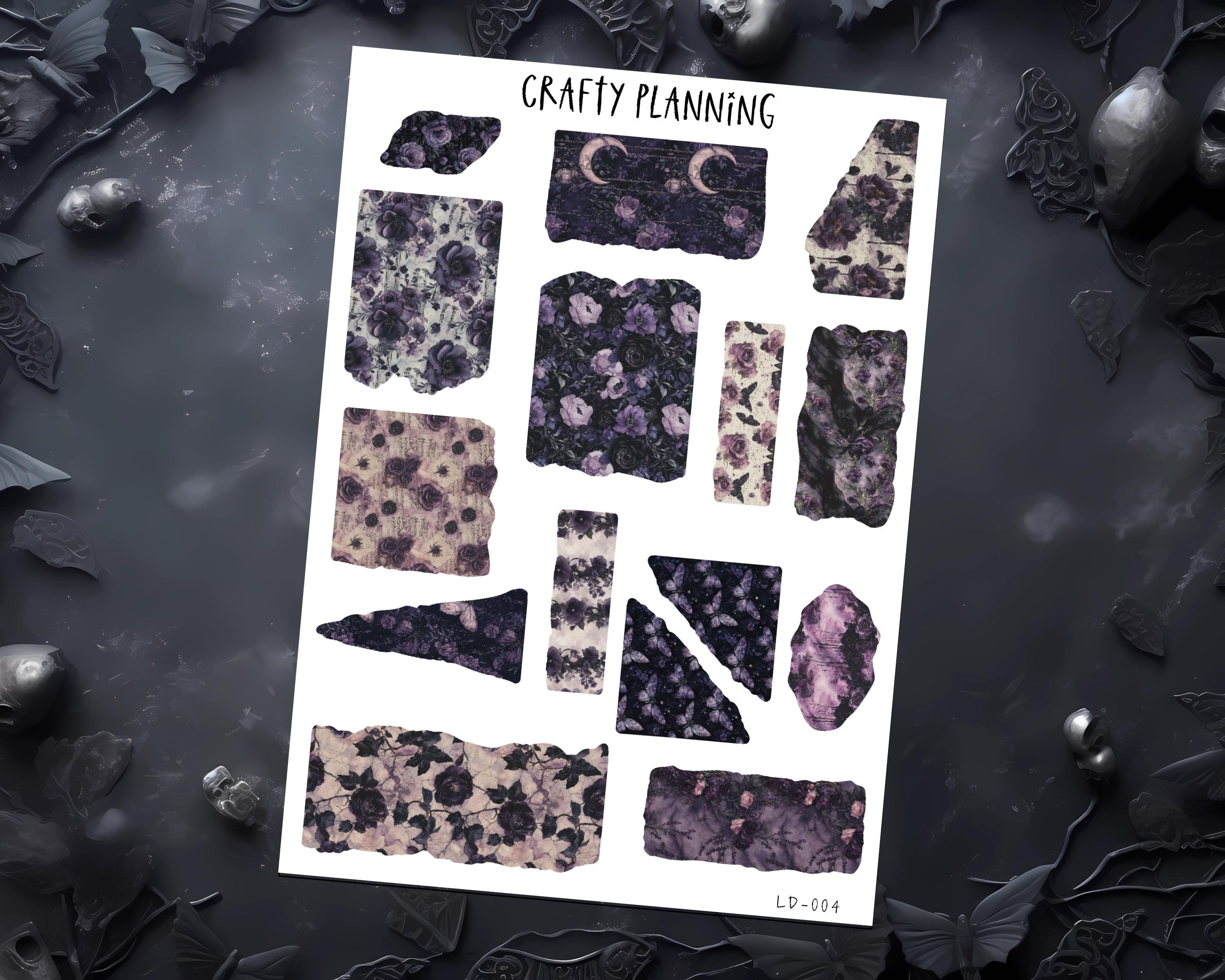 Witchy Planner Stickers - Torn Paper Matte Sheets for Dark Romance Journals