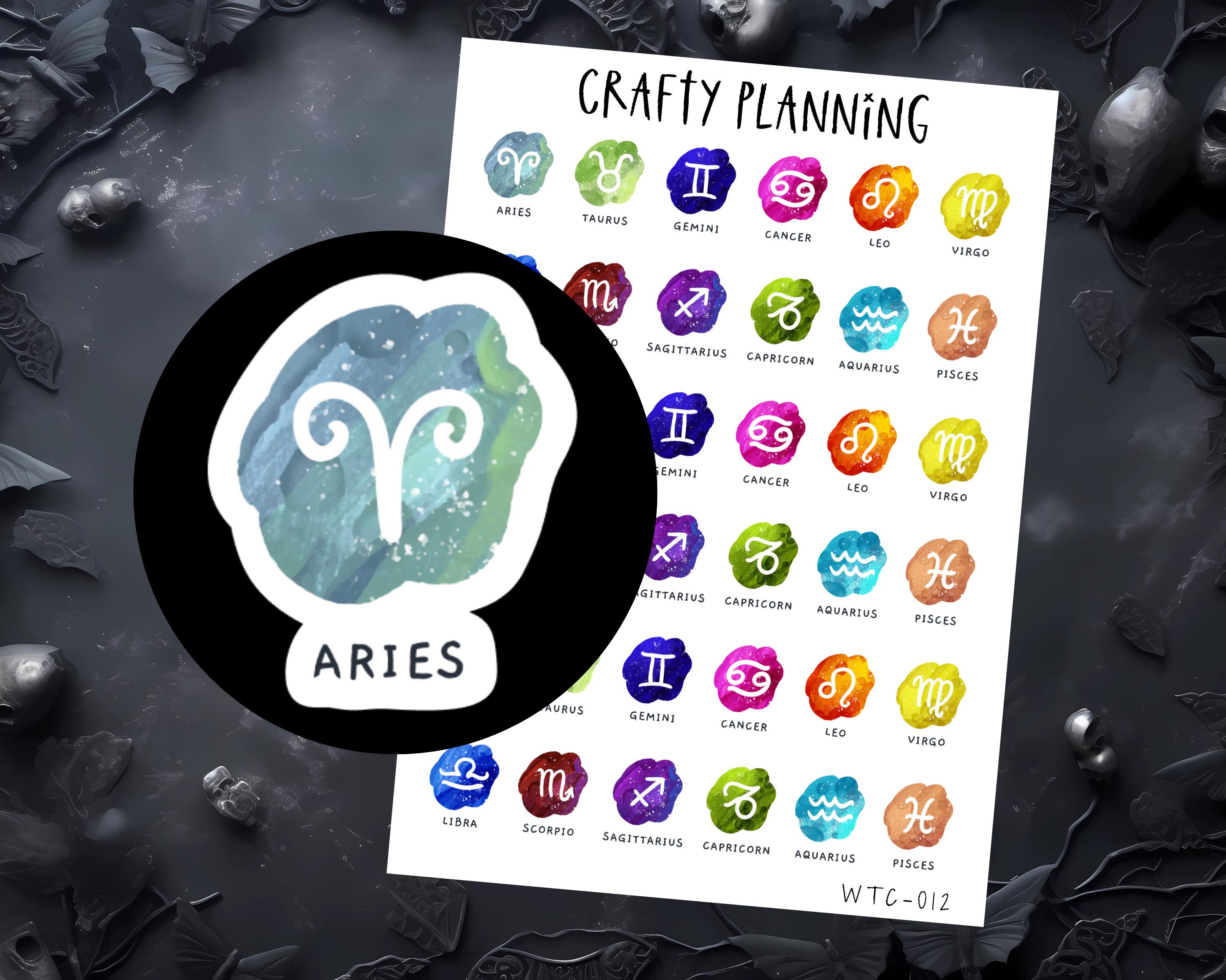 Zodiac Stickers - Astrology Starsign Planner & Witchy Journal Sheet