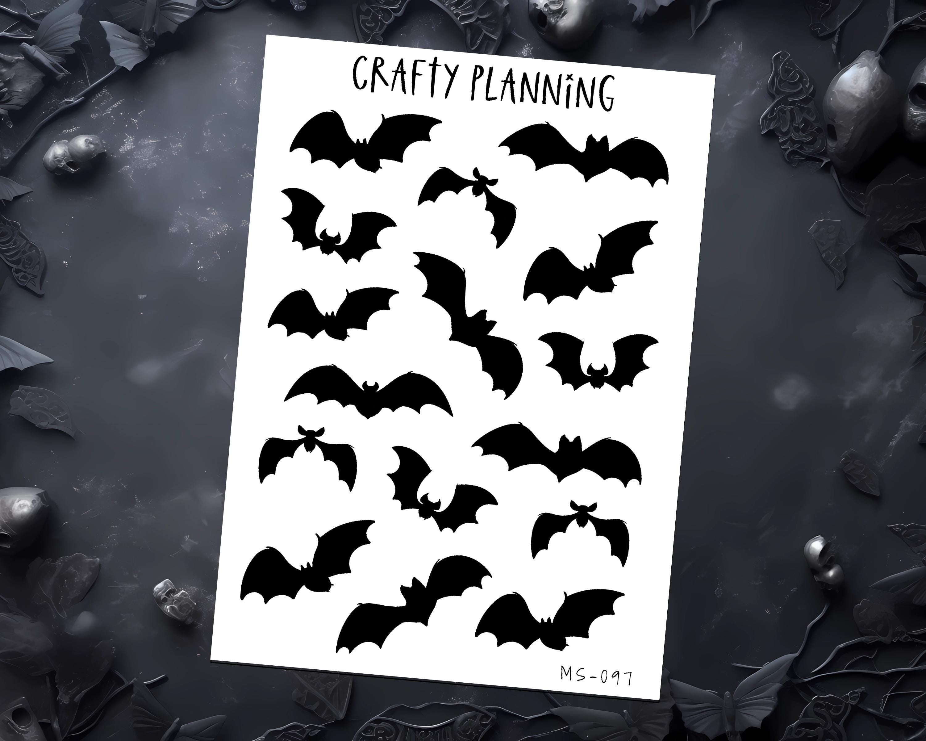 Bat Stickers - Spooky Planner Stickers | Matte Sticker Sheets, Mini Bat Silhouettes
