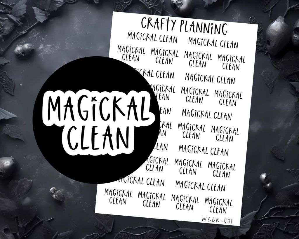 Witchy Planner Stickers - Magickal Script, Cleaning, Grimoire Sheets | Premium Matte
