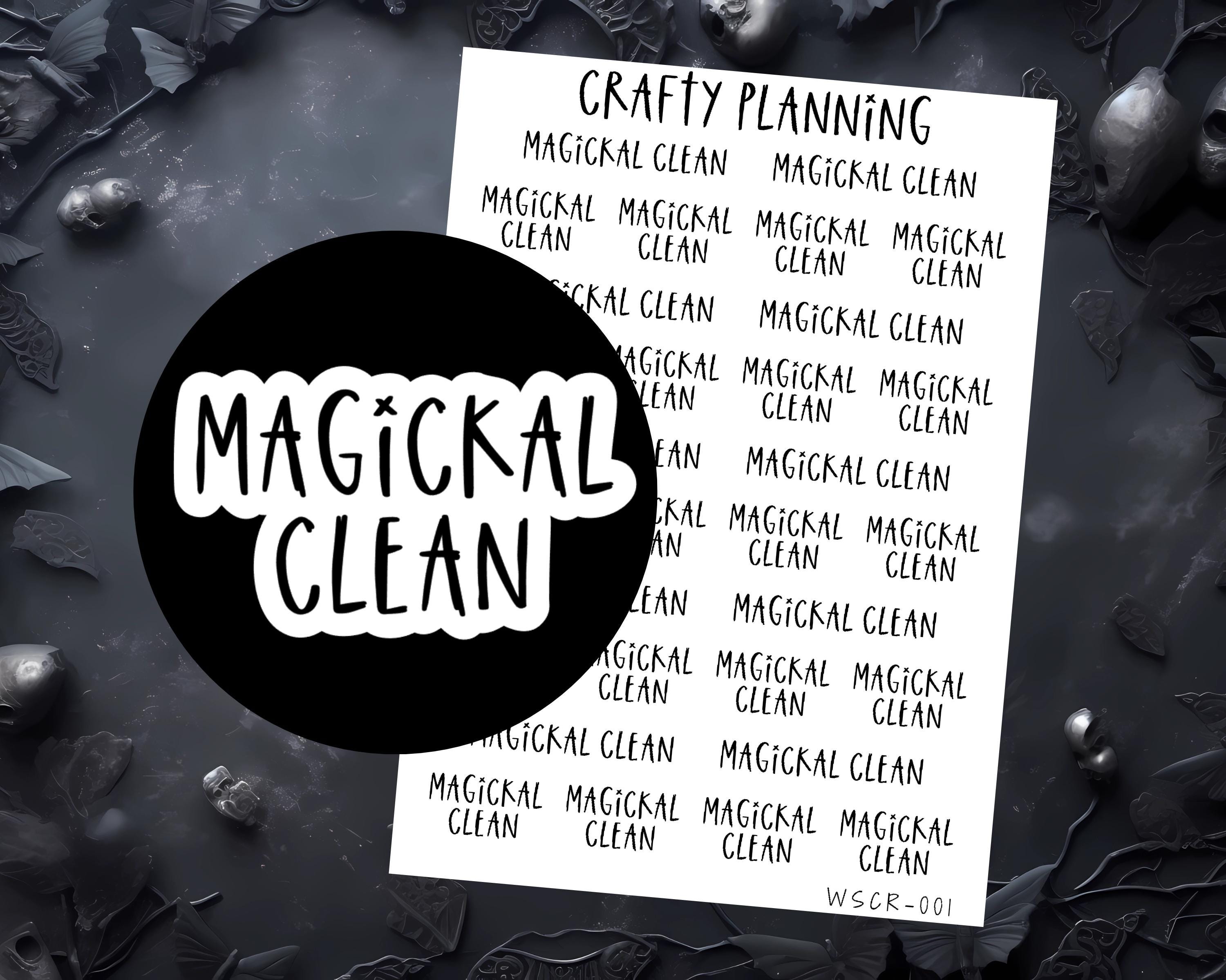 Witchy Planner Stickers - Magickal Script, Cleaning, Grimoire Sheets | Premium Matte