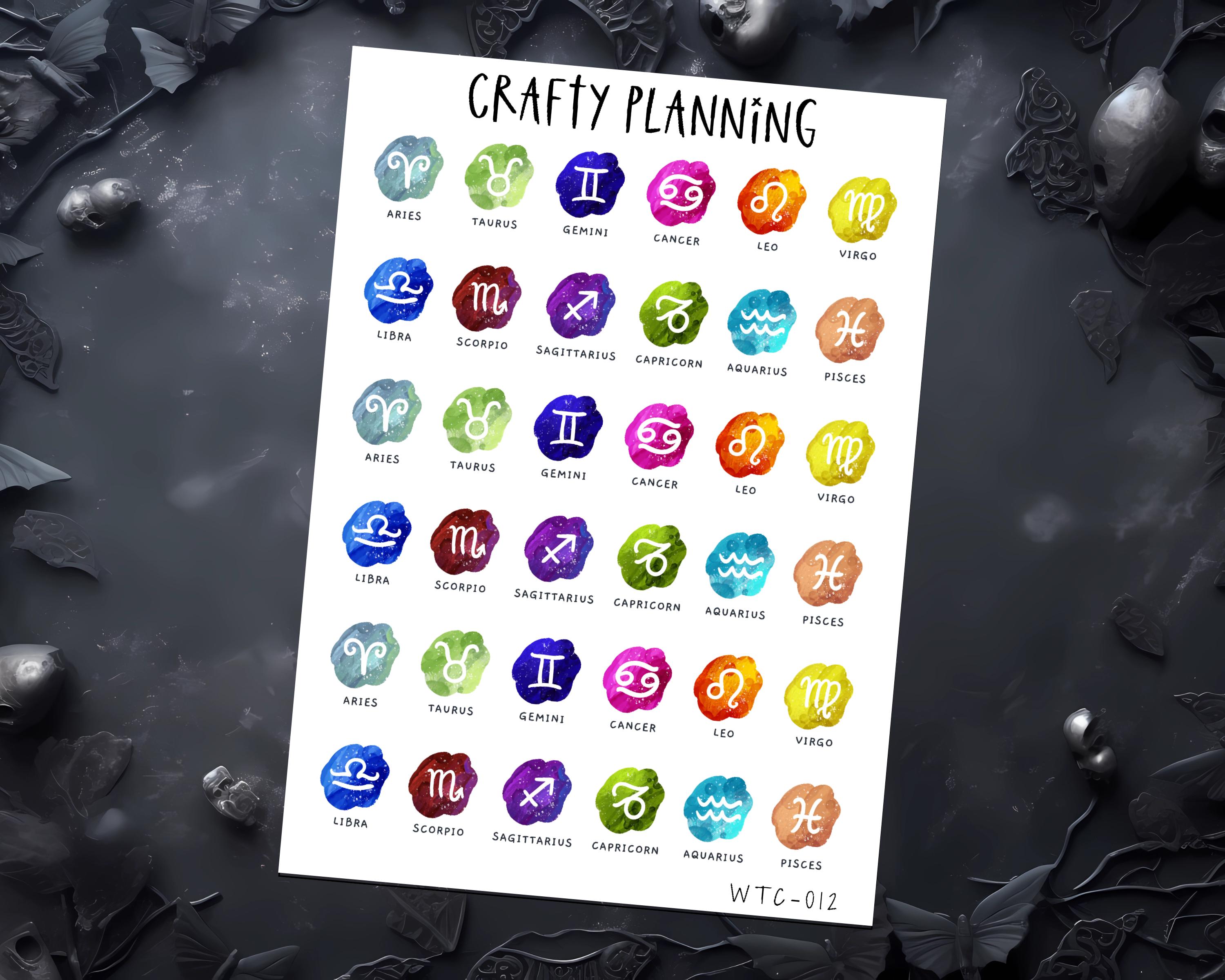 Zodiac Stickers - Astrology Starsign Planner & Witchy Journal Sheet