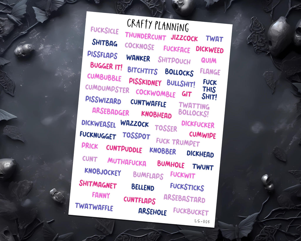 Swear Word Stickers - Profanity & Planner Stickers | Matte Finish Vinyl Sheets