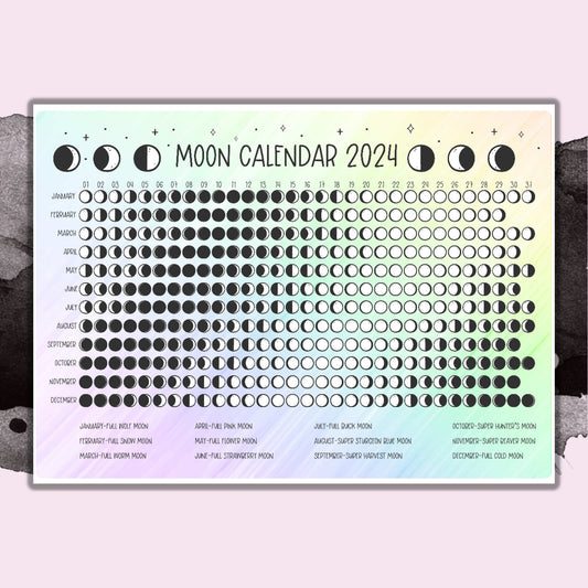 Moon Calendar 2024 - Pastel - Full Page Sticker