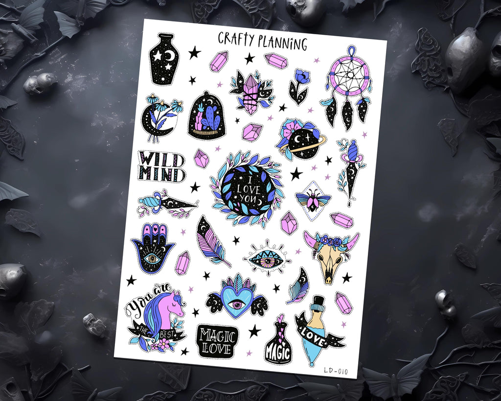 Witchy Planner Stickers – Occult Sticker Set | Gothic Planner Decals & Pagan Journal