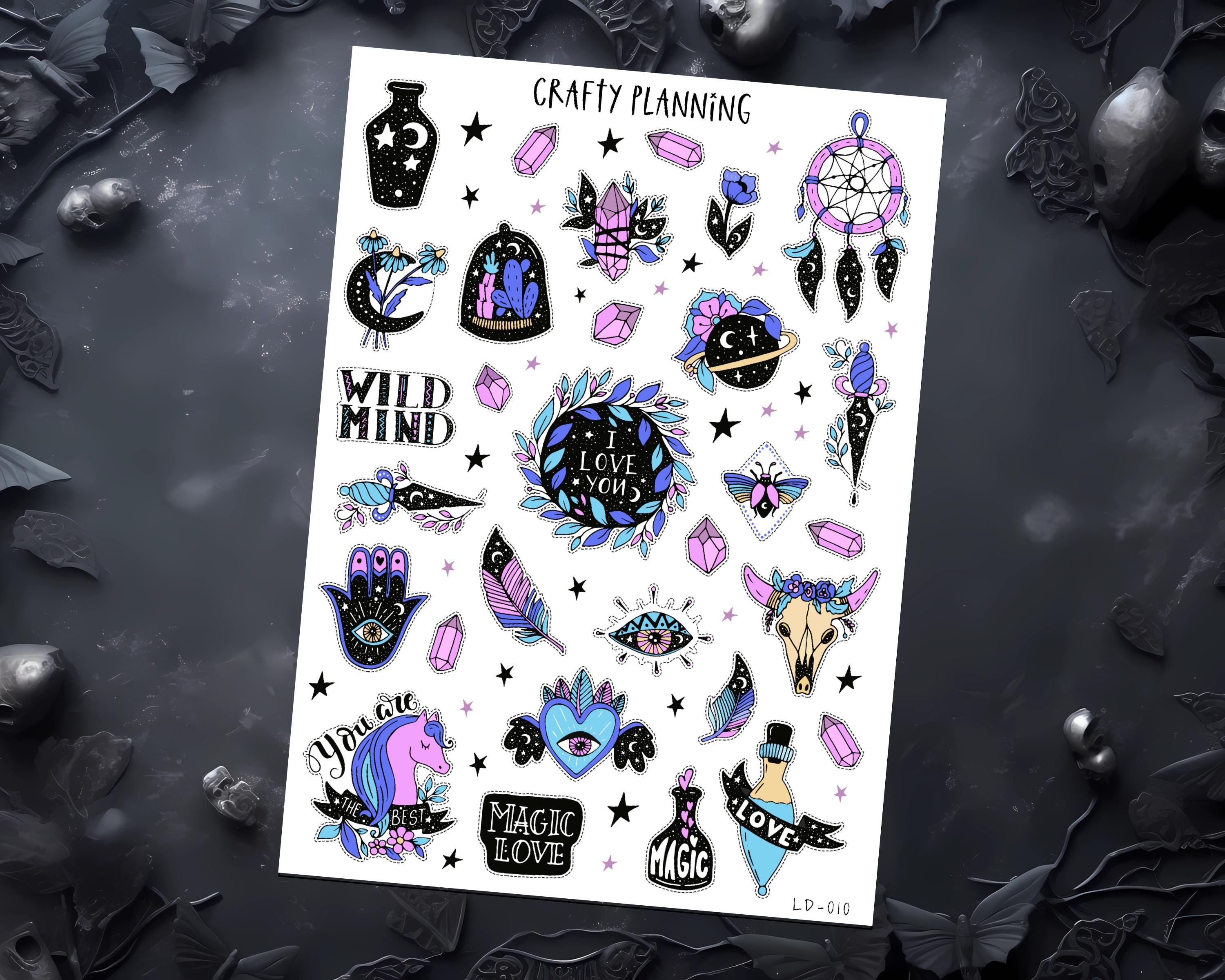 Witchy Planner Stickers – Occult Sticker Set | Gothic Planner Decals & Pagan Journal