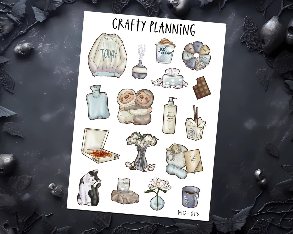 Deco Sticker Sheet - Planner & Journal Stickers for Bad Day & Mental Health
