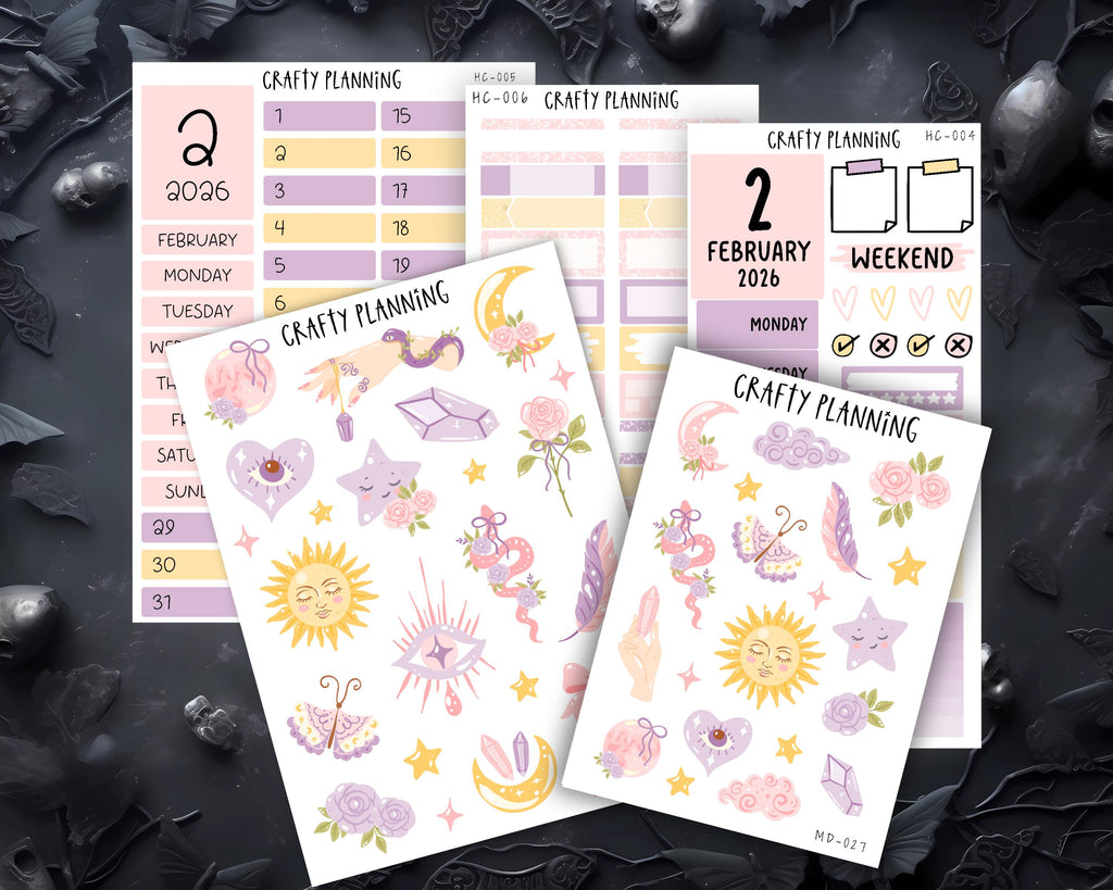 Celestial Planner Stickers | Vinyl Matte Stickers for Hobonichi Cousin & Ring Bound Planners