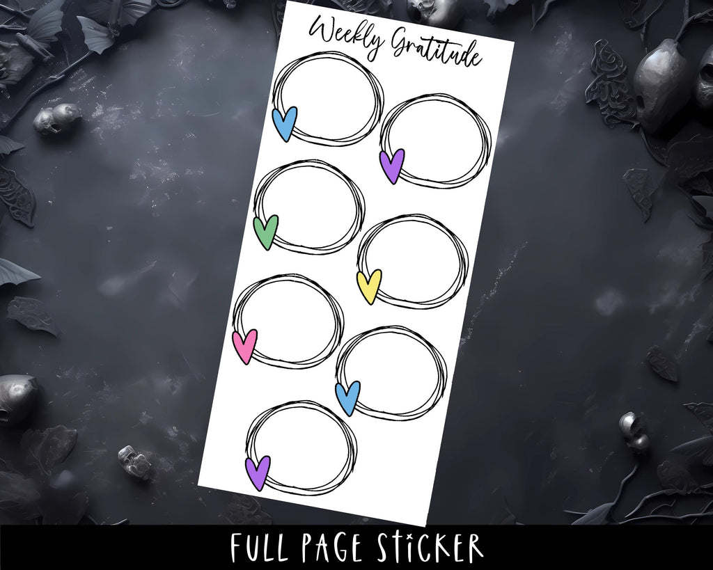 Gratitude Tracker Stickers - Full Page Planner Stickers for Weekly Gratitude & Manifestation