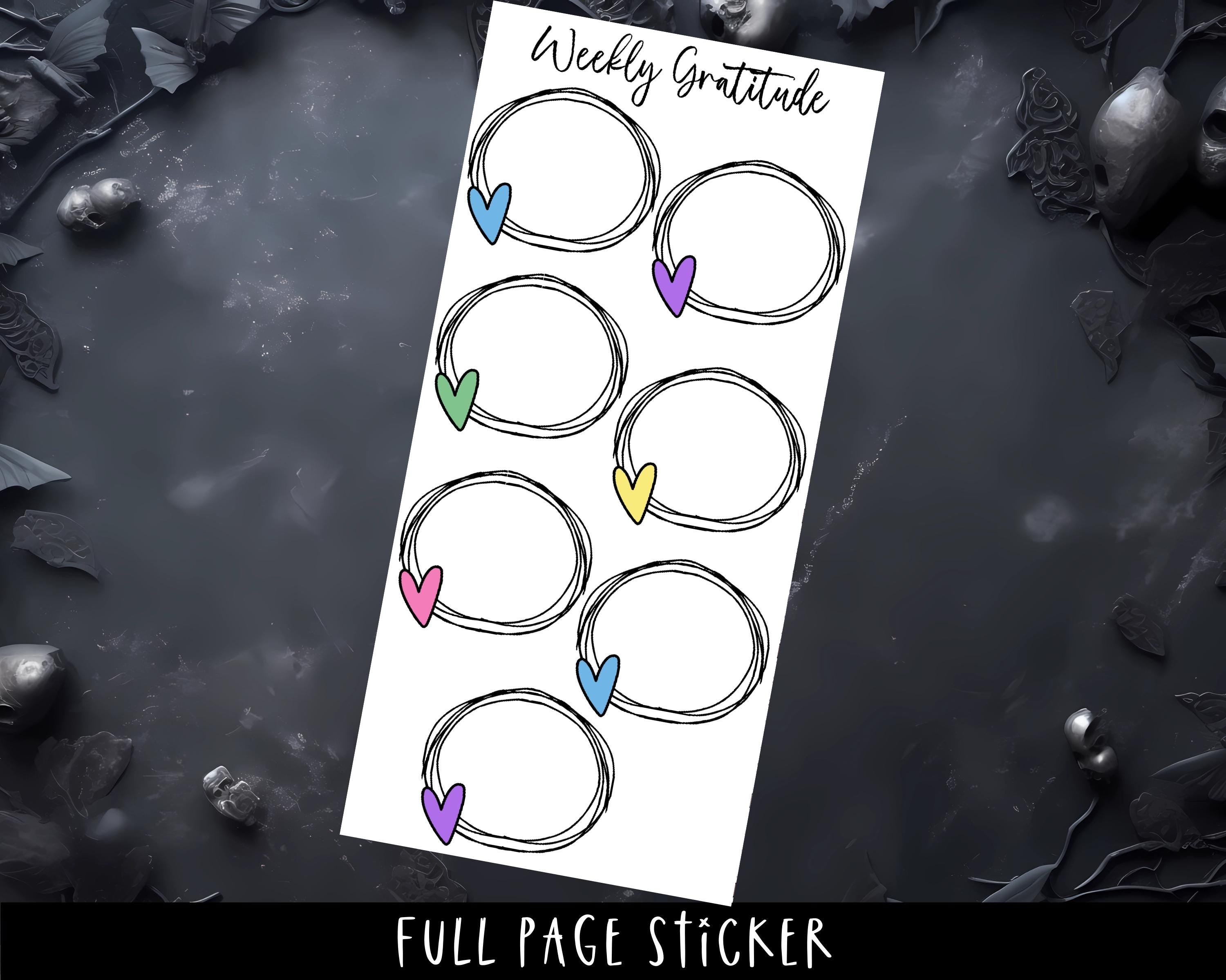 Gratitude Tracker Stickers - Full Page Planner Stickers for Weekly Gratitude & Manifestation