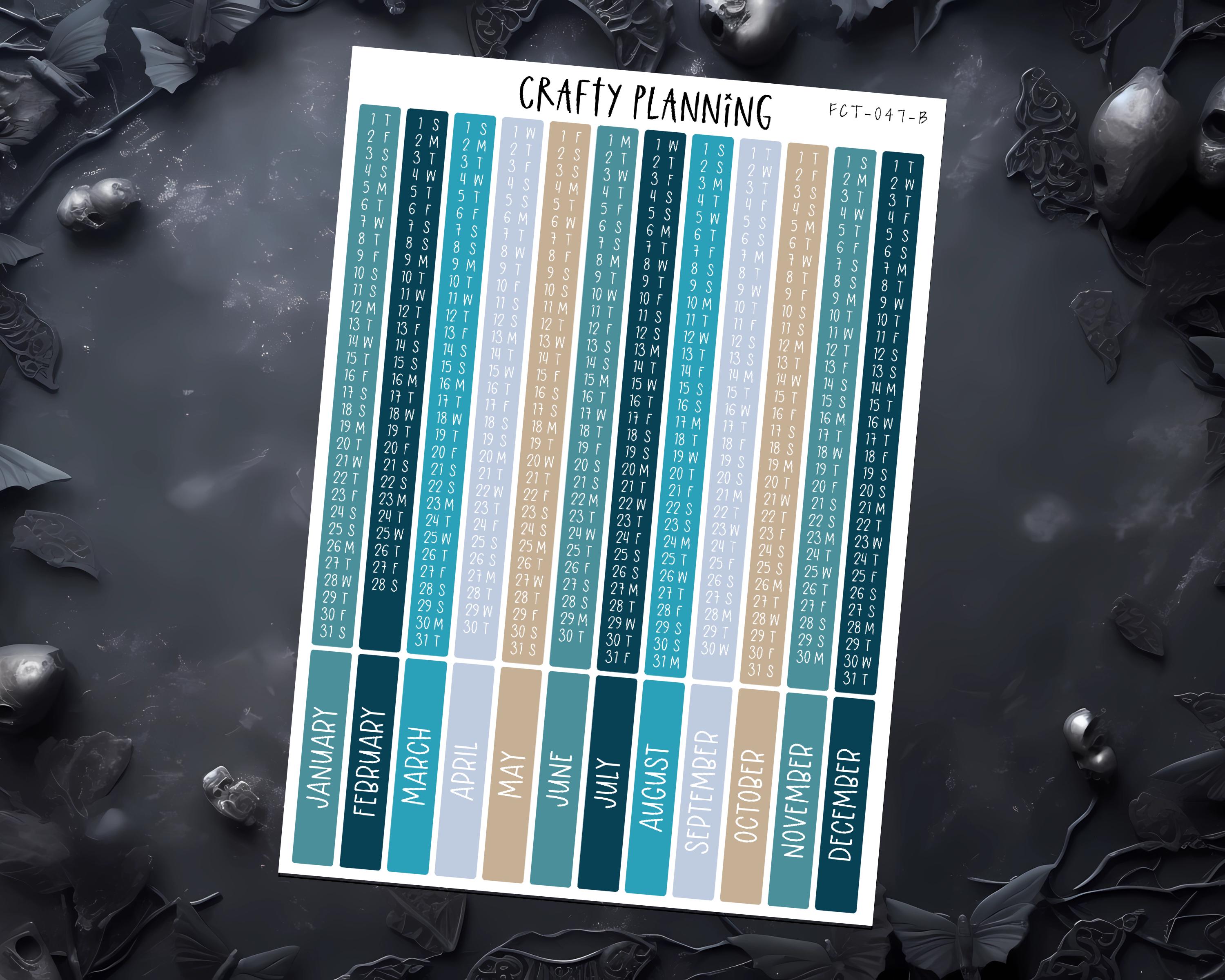 2026 Planner Stickers – Hobonichi Cousin & A5 Kinbor Planner Index Decals