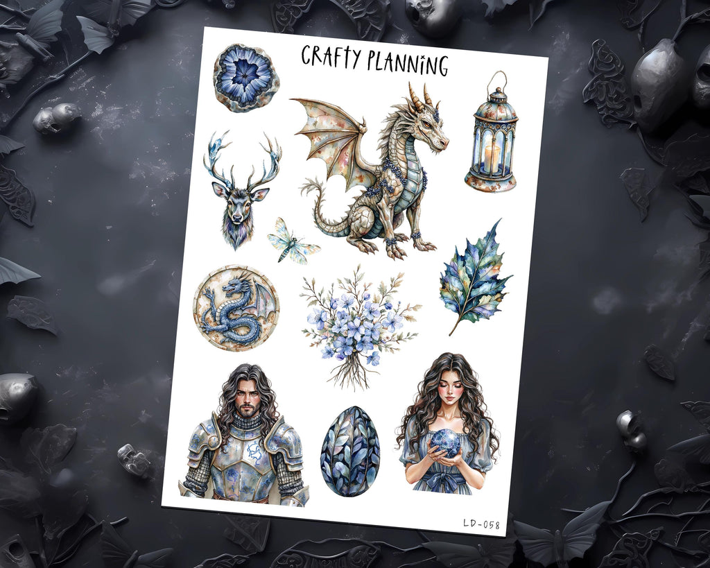 Dragon Stickers - Fantasy Deco Sticker Sheet for Planners & Journals