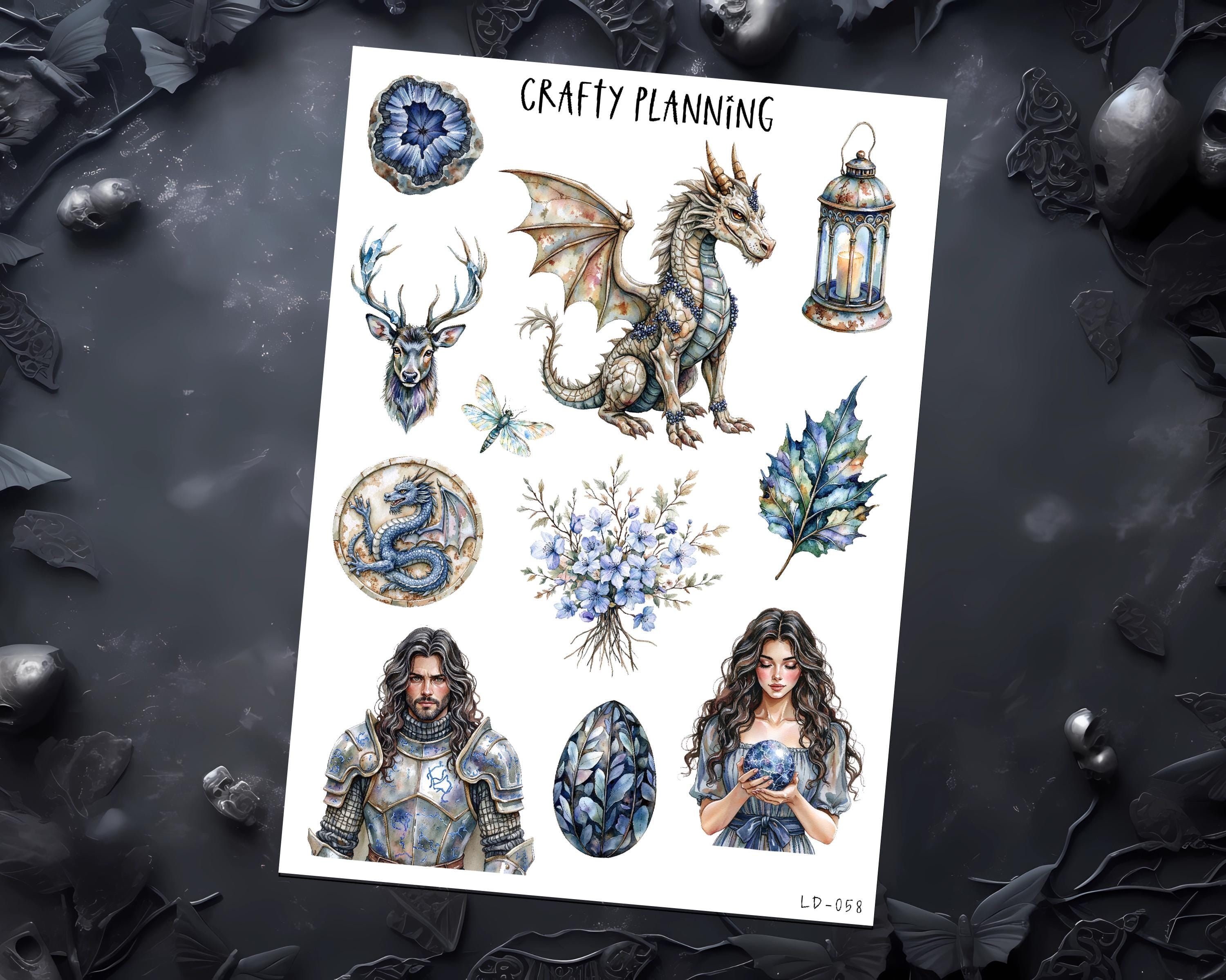 Dragon Stickers - Fantasy Deco Sticker Sheet for Planners & Journals