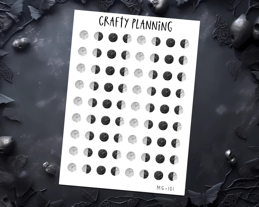 Moon Phase Stickers - Teeni Witchy Planner Sheet | Custom Matte Vinyl