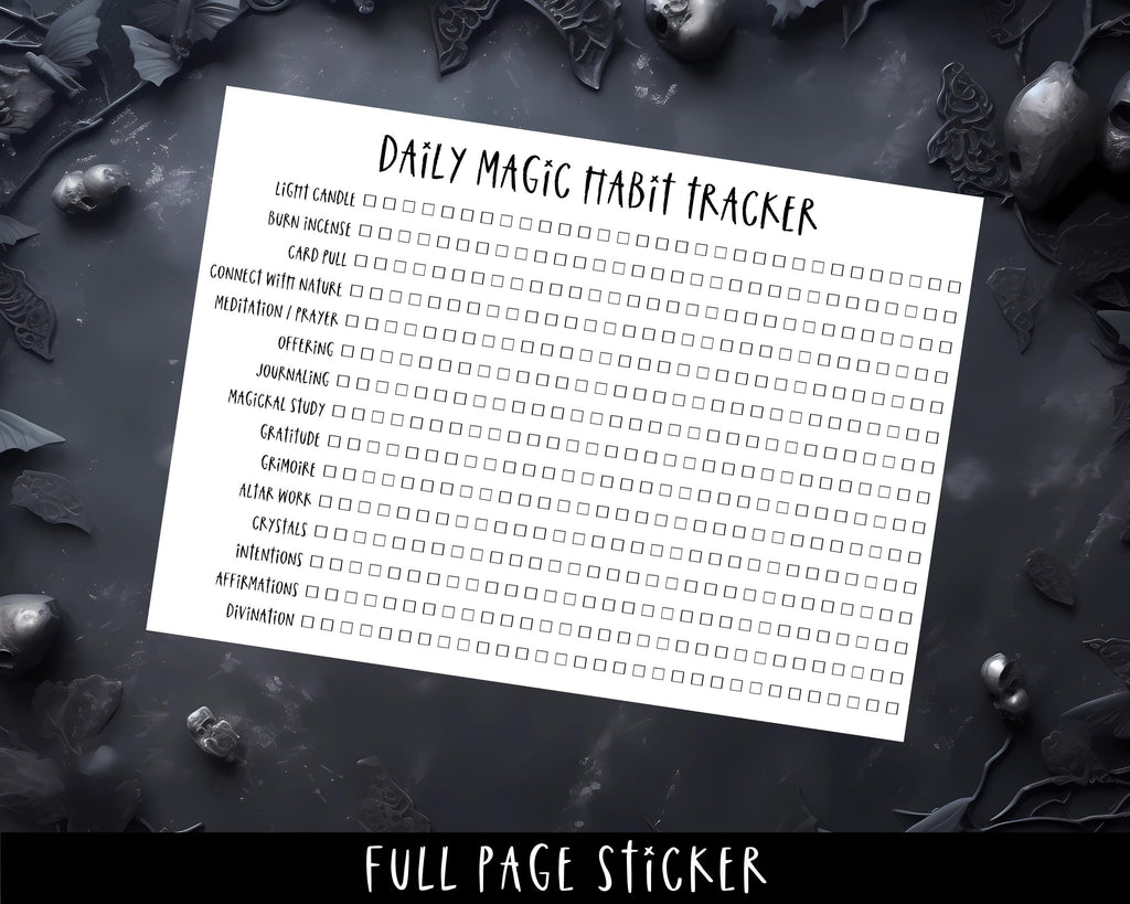 Witchy Stickers – Full Page Planner Stickers for Daily Magic Habit Tracker