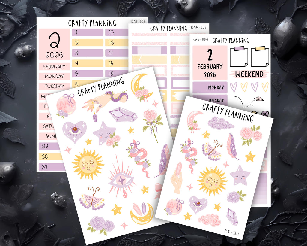 Pastel Witch Stickers - Cute Planner Sticker Kit | Kinbor A5 Planner