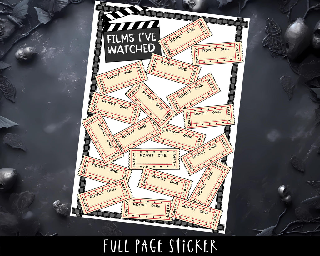 Movie Planner Stickers – Hand Drawn Clapperboard Tracker & Journal Sheets