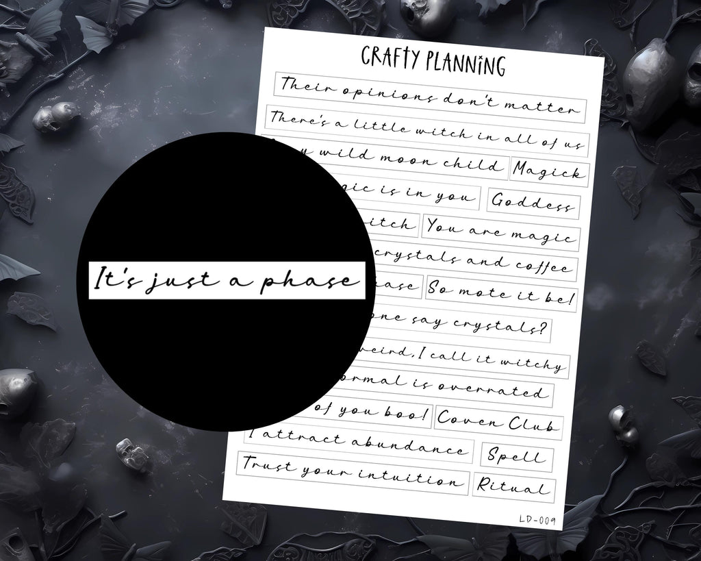 Witchy Stickers – Premium Matte Sticker Sheets | Witchcraft Sentiment Phrases