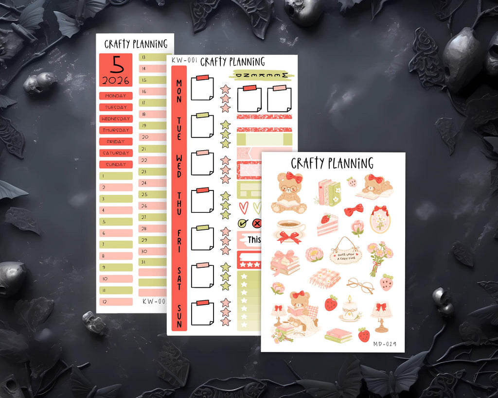 Planner Sticker Kit - Cute Weekly & Monthly Planner Stickers for Kinbor Weeks