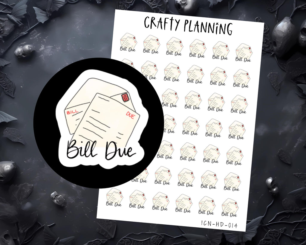 Bill Due Stickers - Hand Drawn Planner & Budget Finance Icons, Payment Reminder