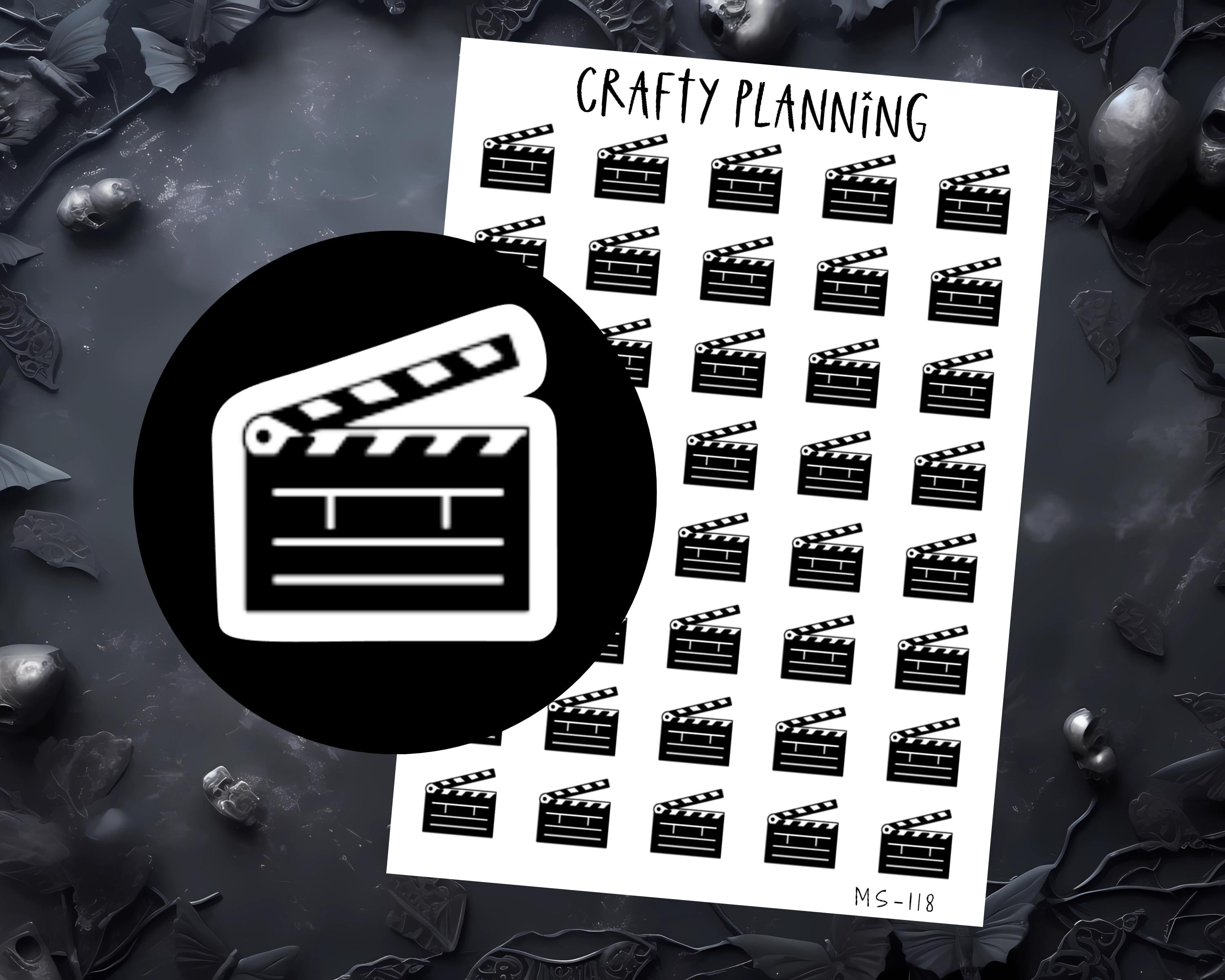 Movie Stickers – Functional Planner Stickers | Cinema Date Markers & Clapper Board Icons