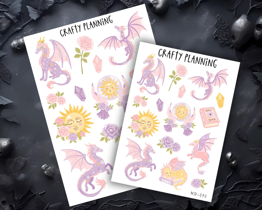 Pastel Dragon Stickers – Witchy Planner Decoration Stickers