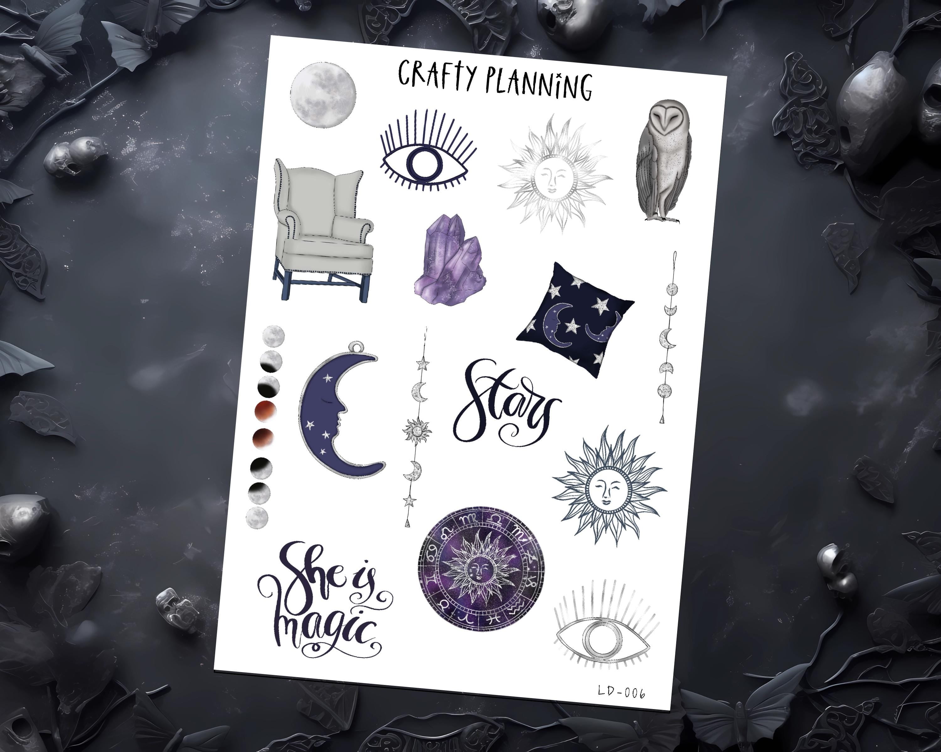 Witchy Stickers – Celestial Witchcraft Deco Sticker Sheet | Premium Matte