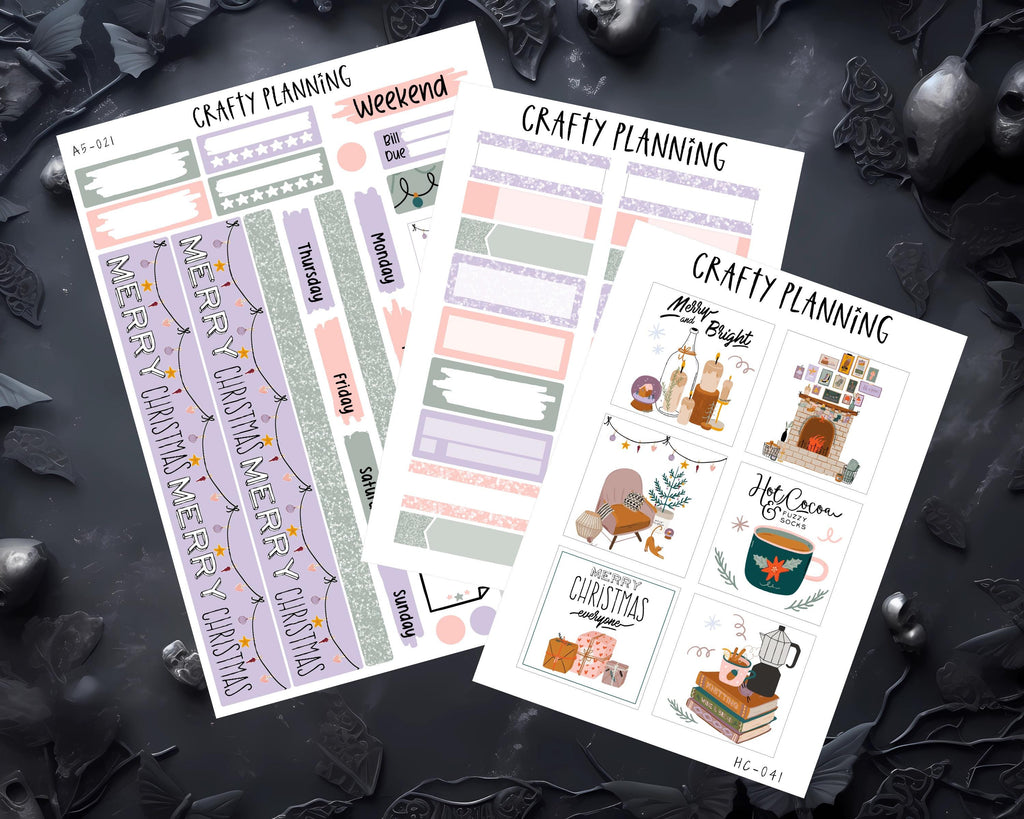Pastel Xmas Planner Kit - Christmas Stickers & A5 Weekly Kit for Hobonichi Cousin