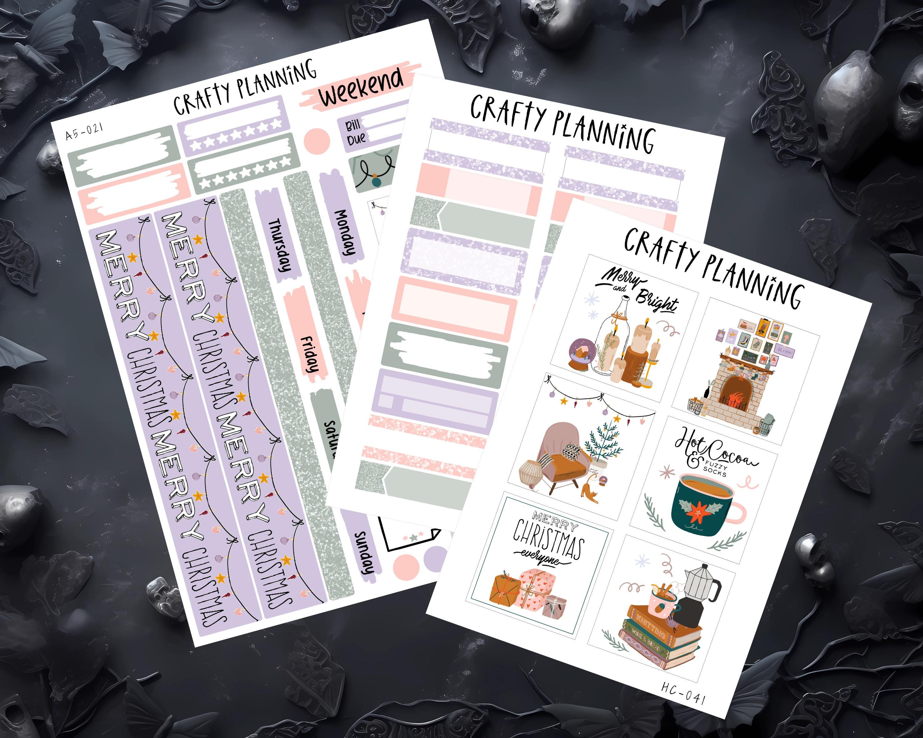 Pastel Xmas Planner Kit - Christmas Stickers & A5 Weekly Kit for Hobonichi Cousin