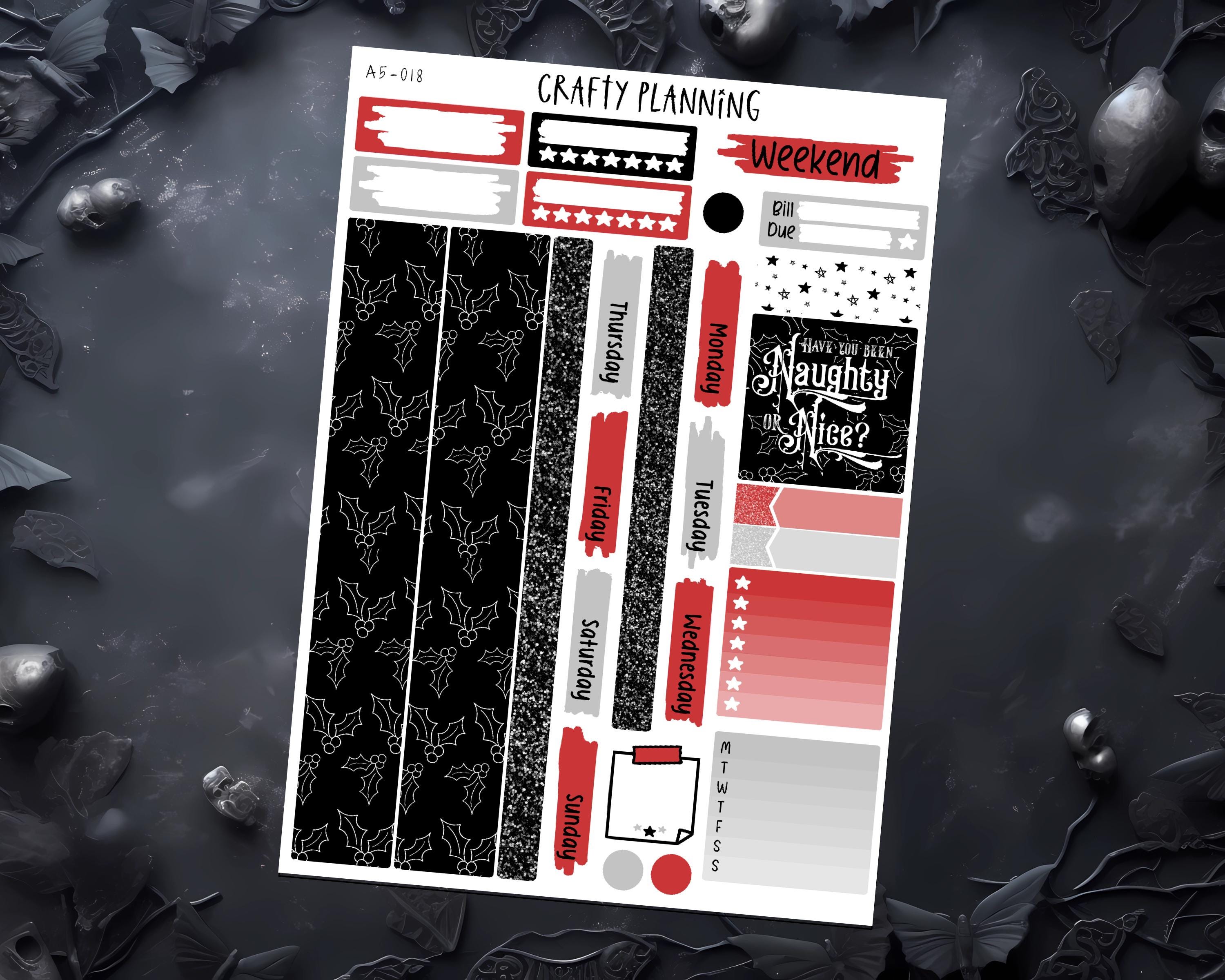 Gothic Xmas Planner Kit - Spooky Christmas Stickers for A5 Weekly Kit