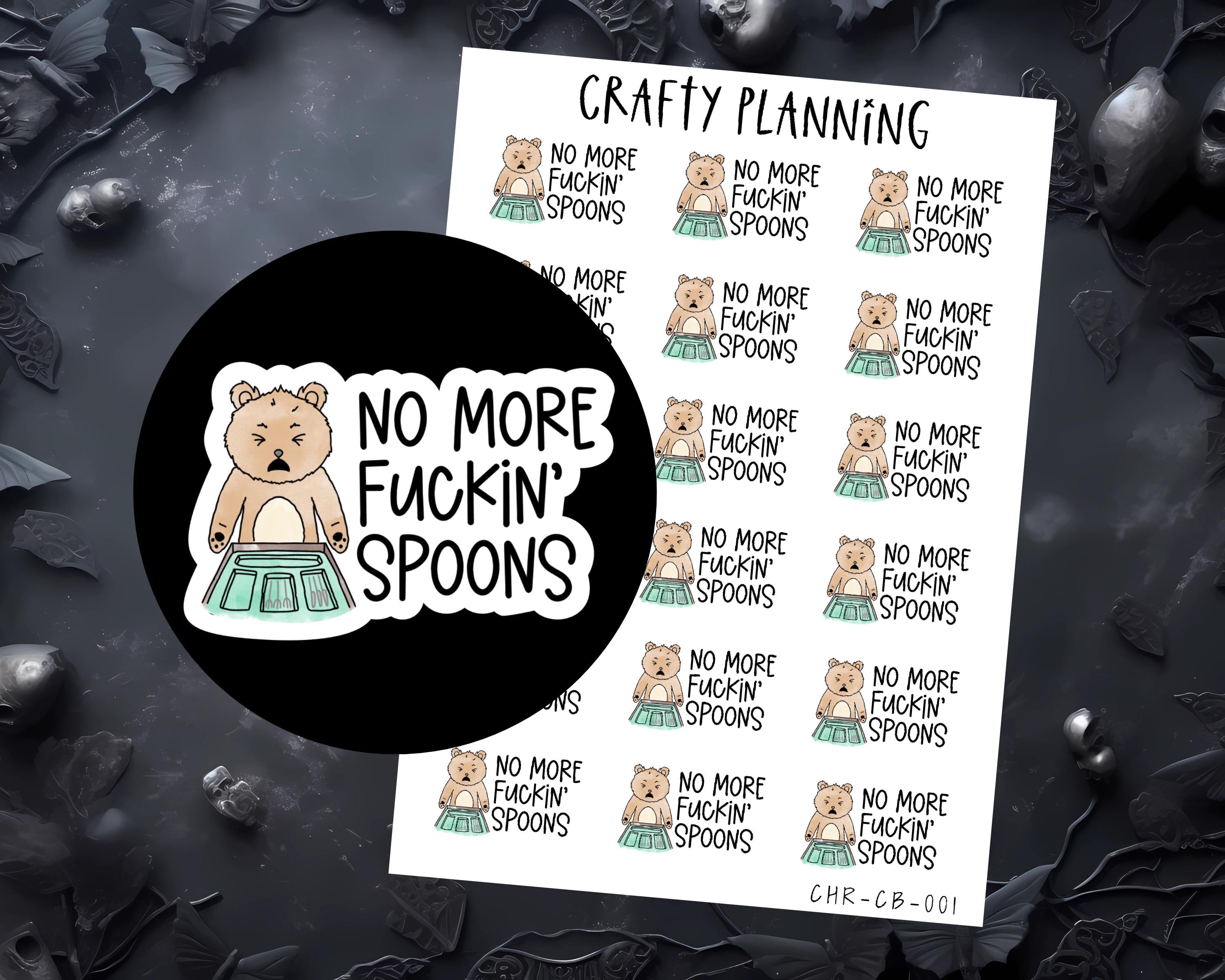 Spoonie Sticker Sheet – Fibro Planner Stickers | Bullet Journal Deco Scrapbook
