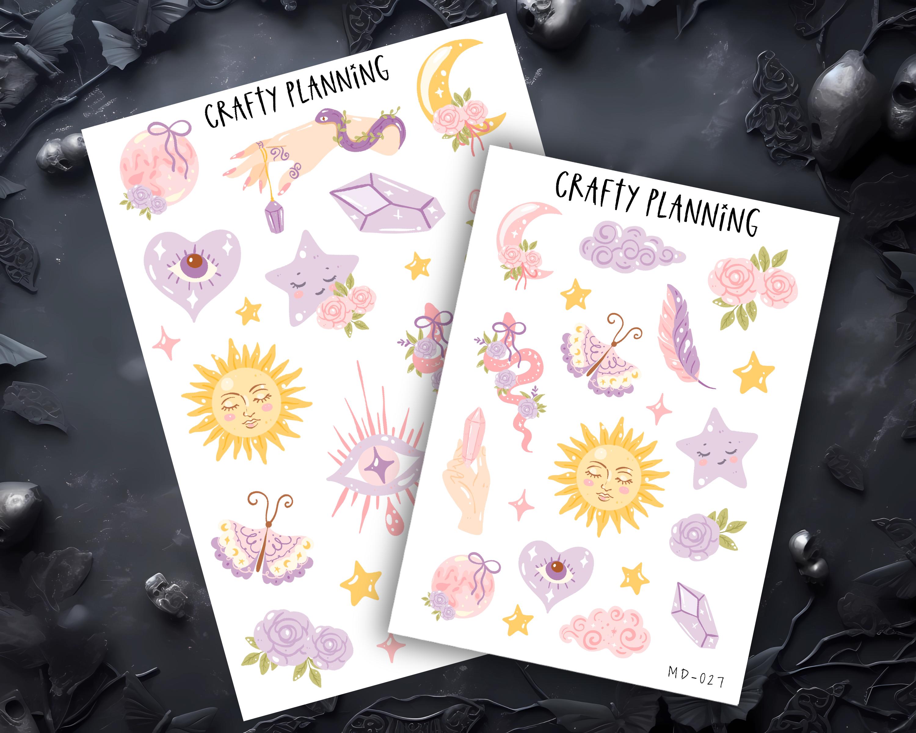 Celestial Planner Stickers – Pastel Weekly Kit | Witchy Vertical Sheets
