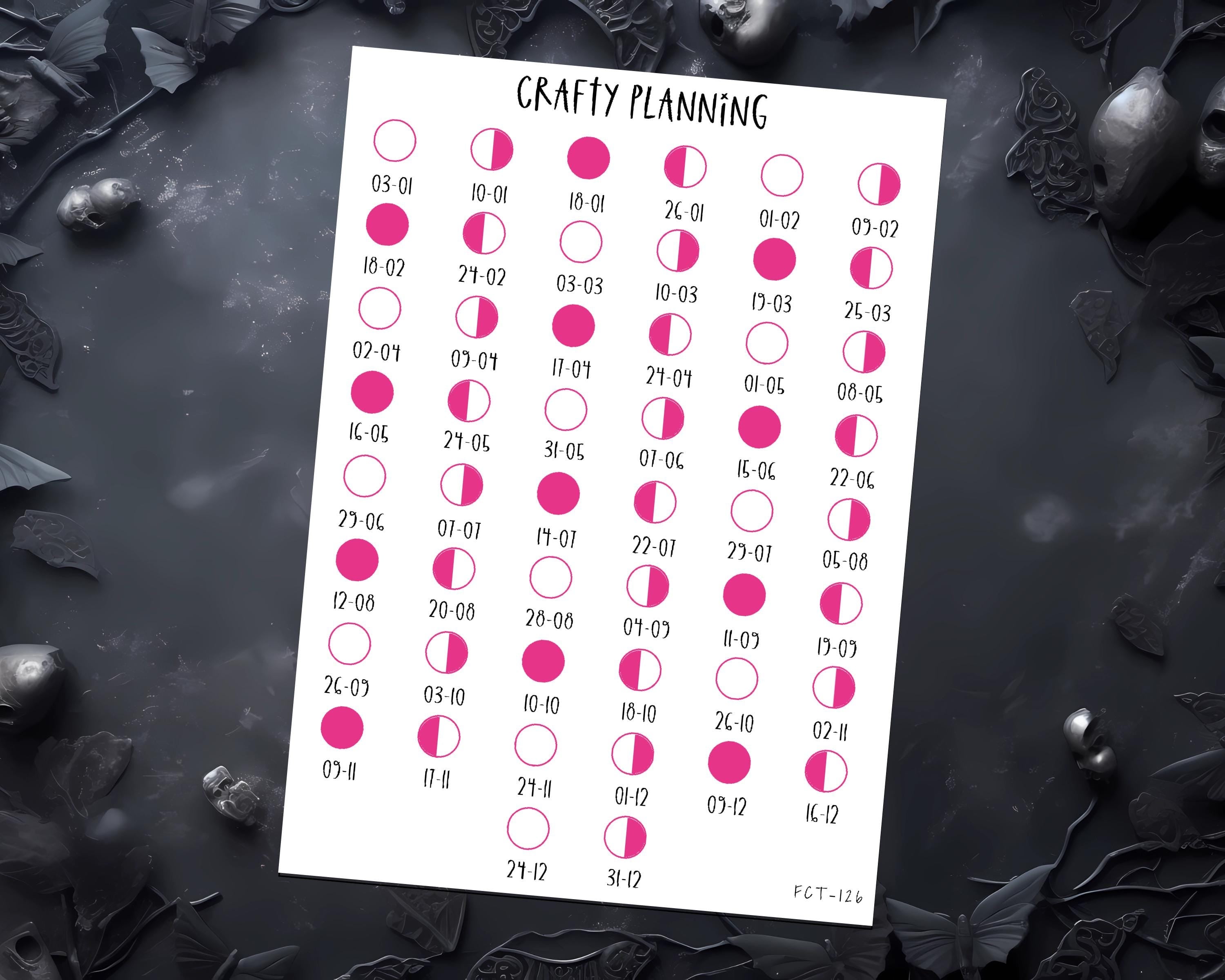 Moon Phase Stickers - Pink Moon 2026 Planner & Lunar Witchcraft Decals