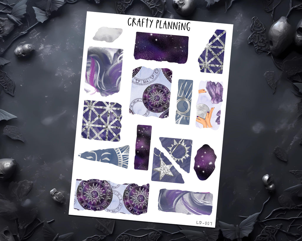 Witchy Stickers - Celestial Planner & Witchcraft Journal Torn Paper Kit