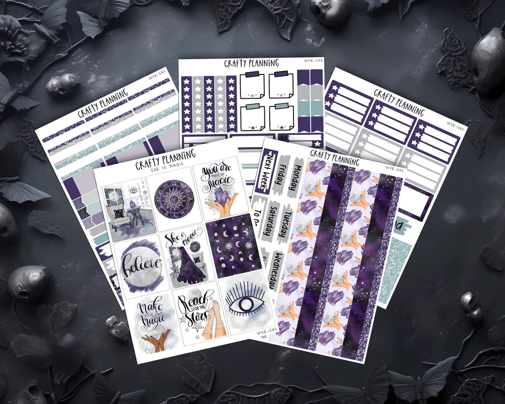 Witchy Planner Stickers - Celestial Planner Kit | Vertical Planner Kit, Matte Finish Stickers