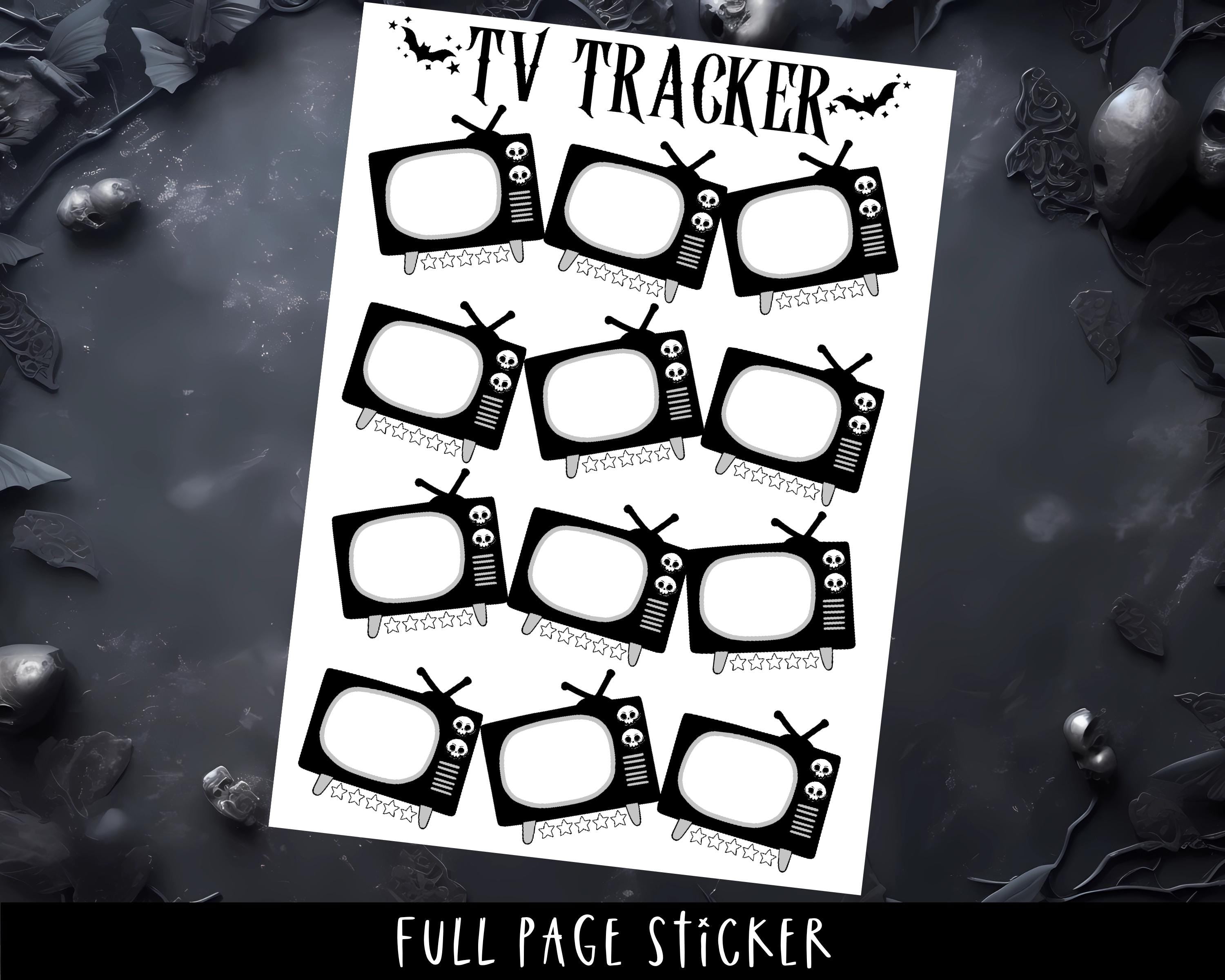 TV Tracker Stickers – Full Page Gothic Planner Stickers for Episode Tracking