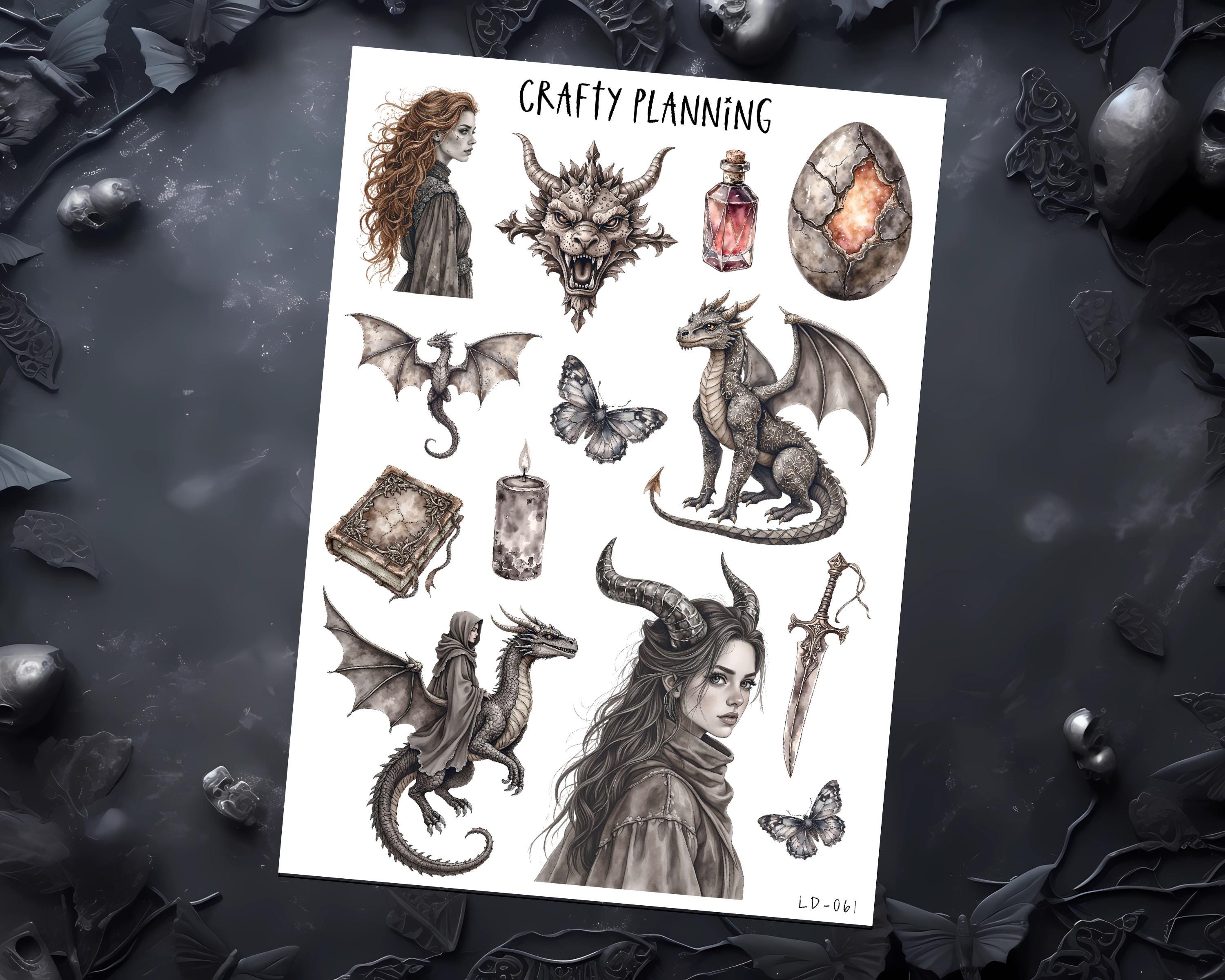 Dragon Stickers - Fantasy Deco Sticker Sheet for Planners & Journals