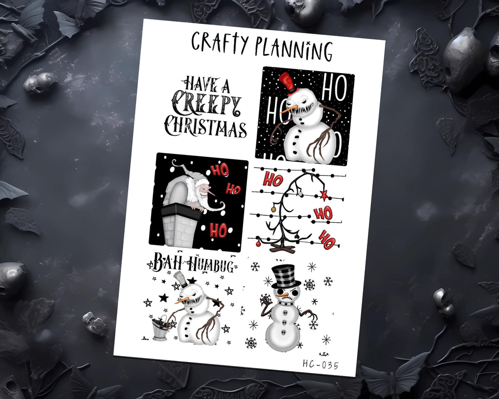 Gothic Xmas Stickers - Spooky Christmas Stickers | Full Box A5 Planner Kit