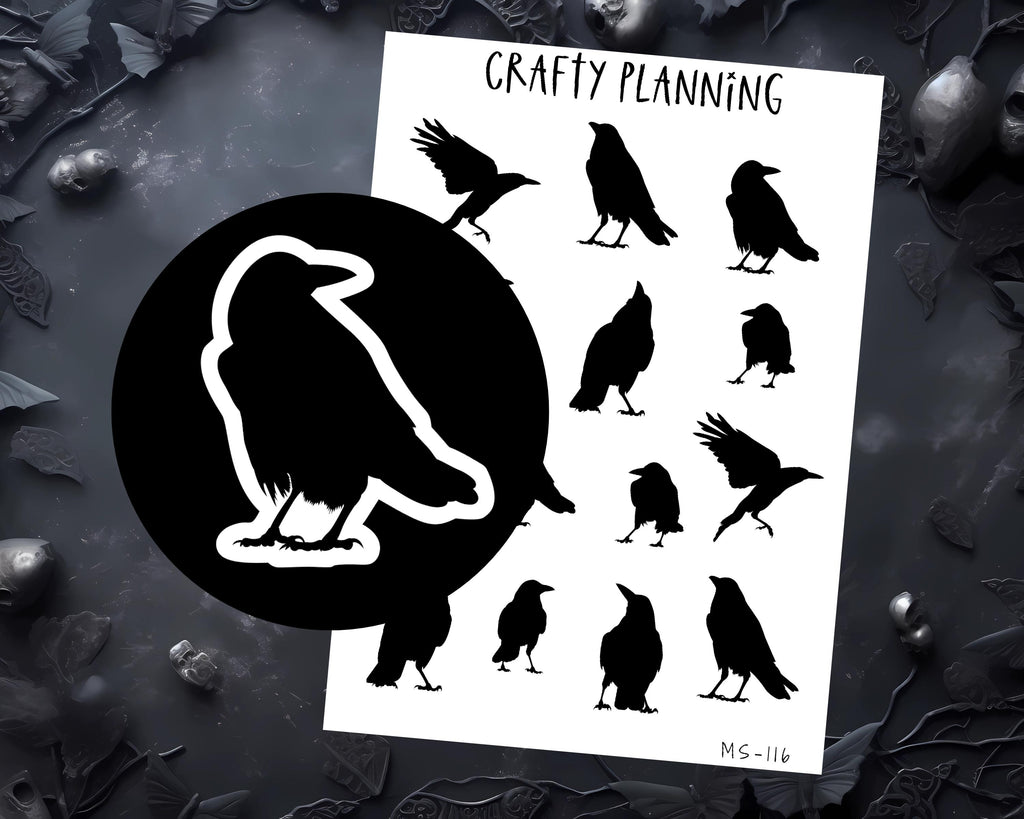 Crow Sticker Sheet – Witchy Planner Stickers for Bullet Journals & Grimoire