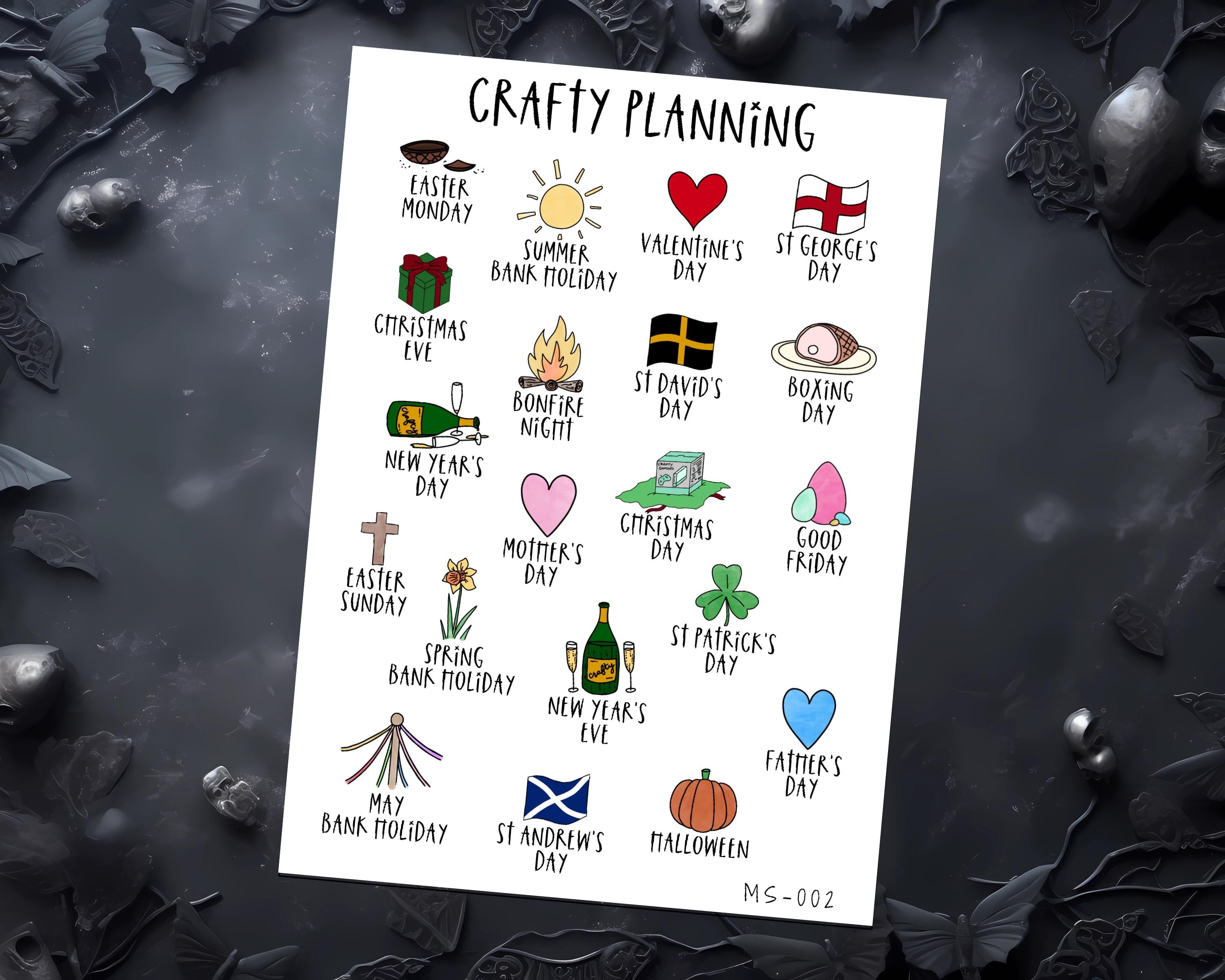 UK Holiday Stickers – Bank Holiday Planner Sheets With Hand Drawn Icons