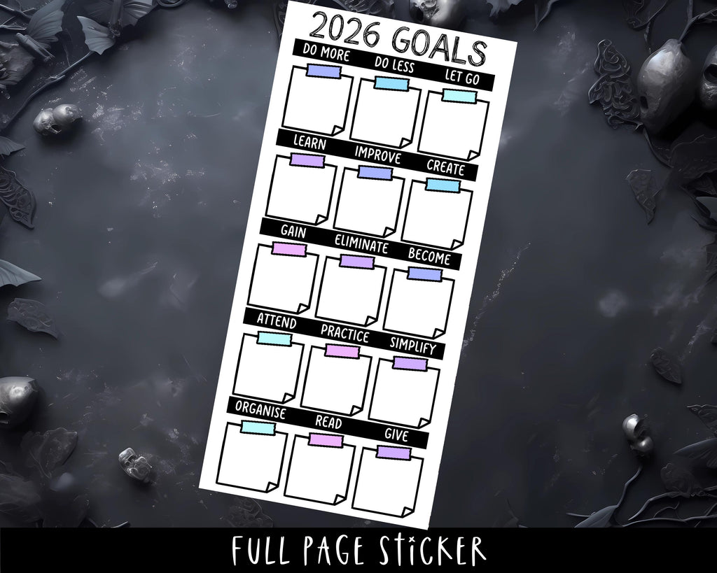 Planner Stickers Full Page - 2026 Goal Setting & Resolution Tracker Sheets