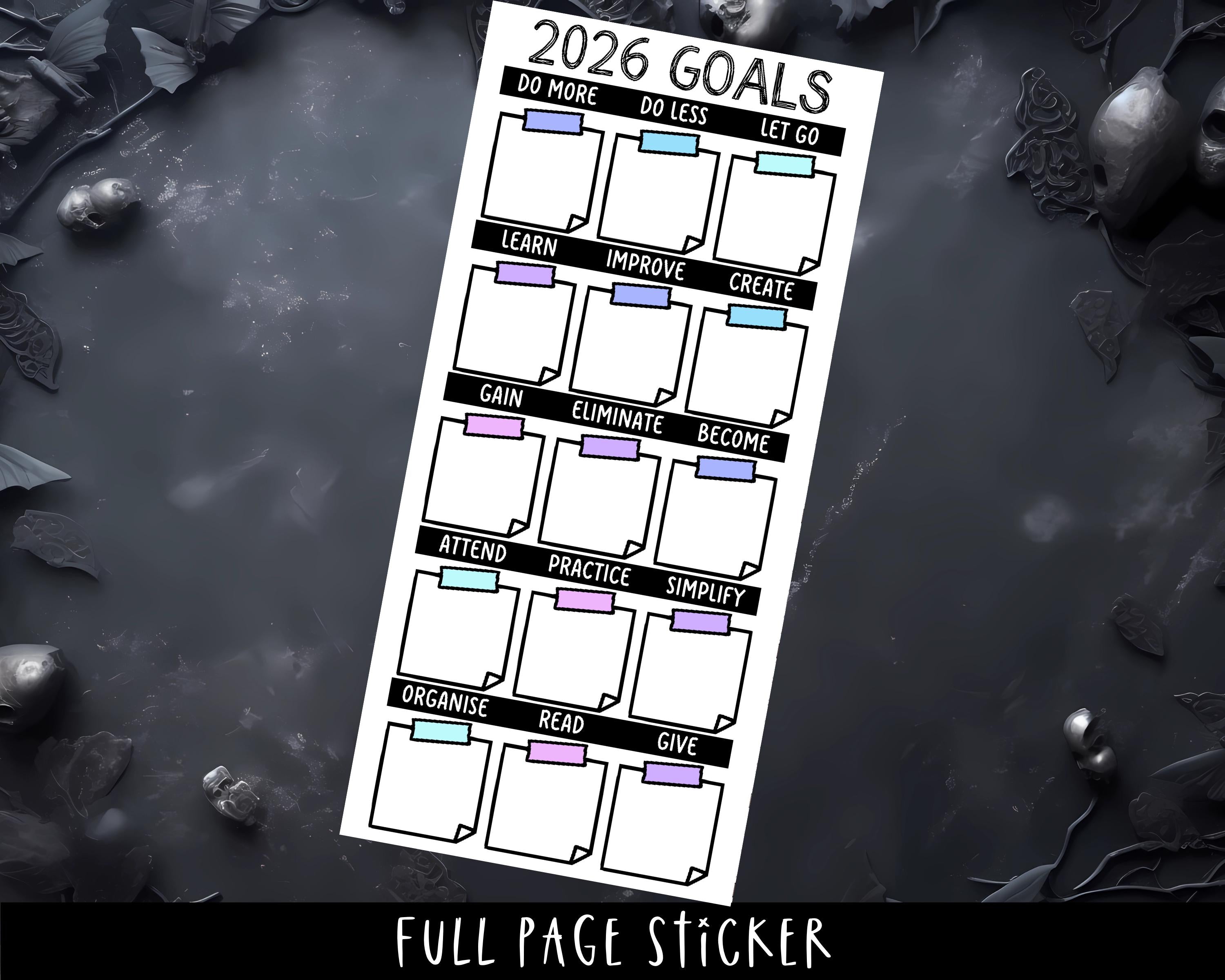 Planner Stickers Full Page - 2026 Goal Setting & Resolution Tracker Sheets